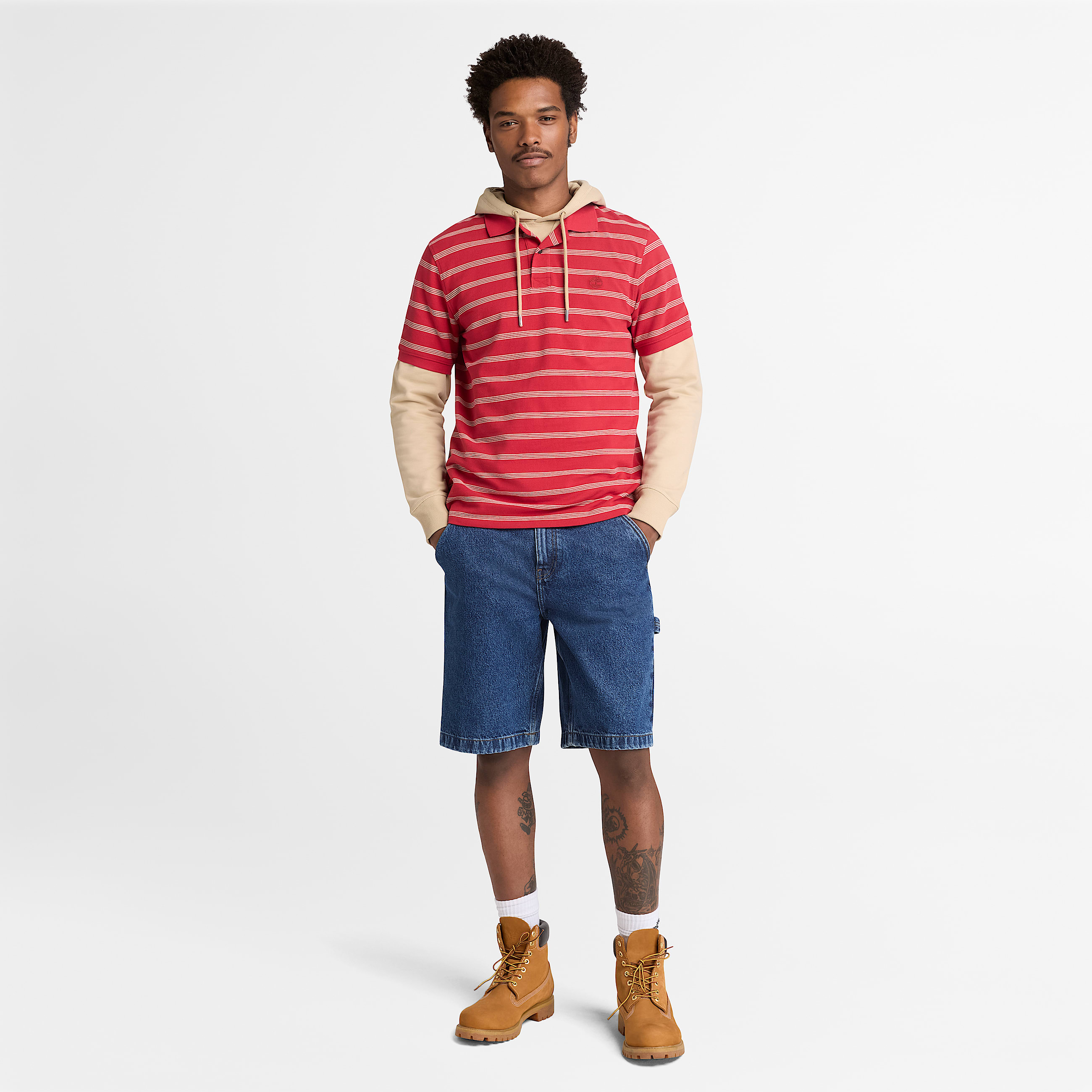 Millers River KurzarmPolohemd mit Streifen fr Herren in Rot TBL Rot ALT2