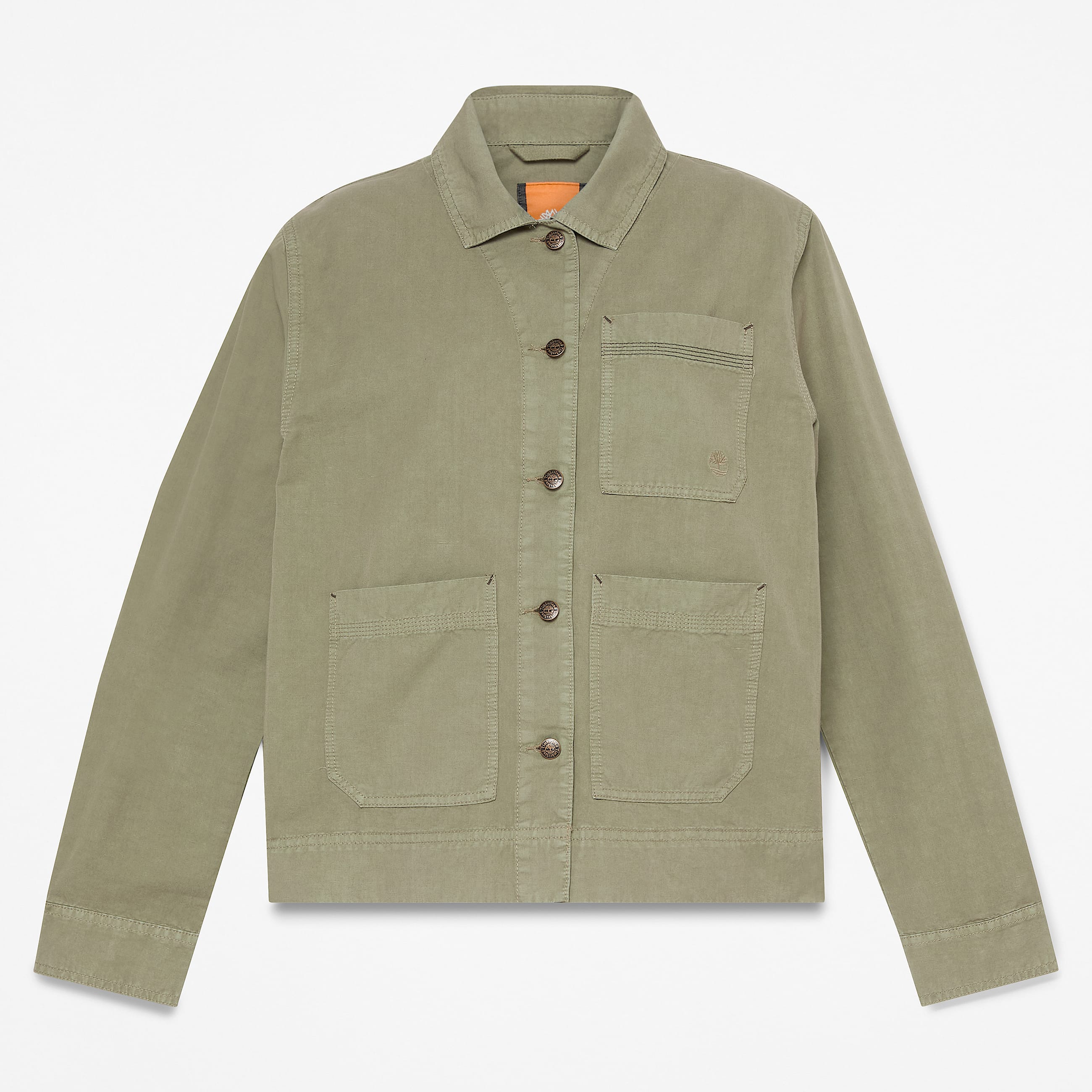 Sobrecamisa utilitaria de algodn y lino para mujer en verde TBL verde HERO