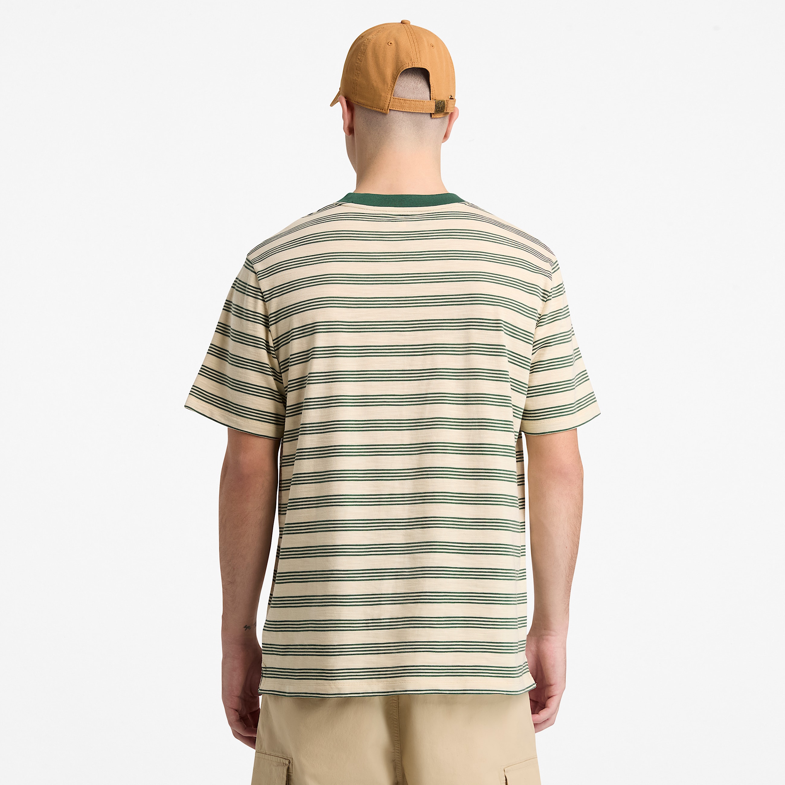 Striped ShortSleeve TShirt for Men in BeigeDark Green TBL Beige ALT8
