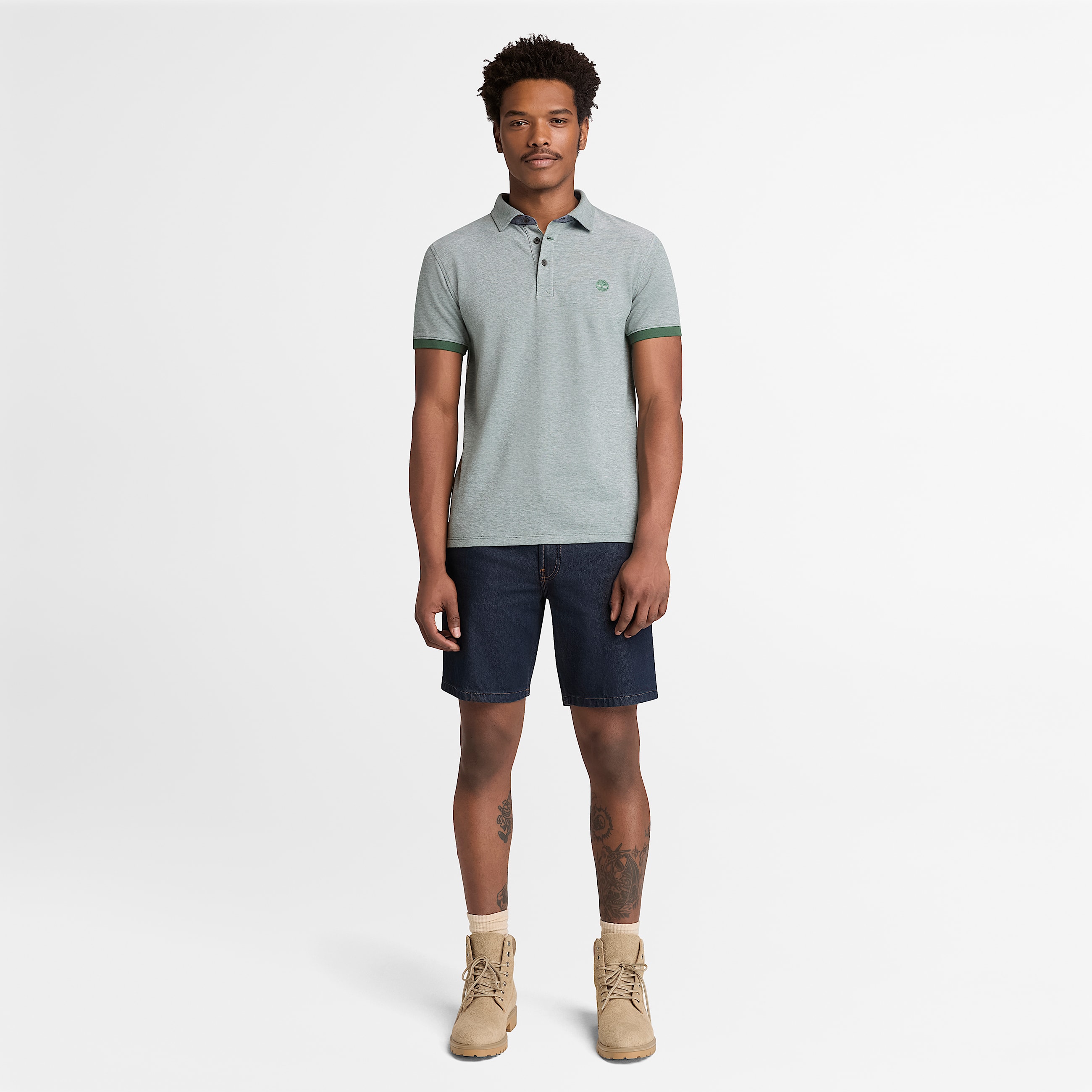 Polo Oxford  manches courtes Baboosic Brook pour homme en vert fonc TBL Verte ALT2