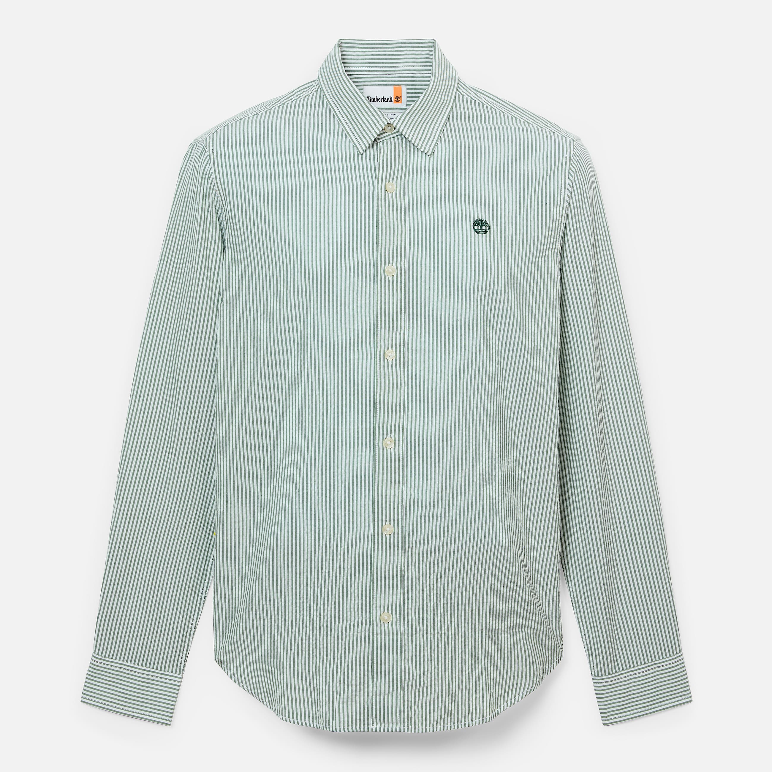 Chemise raye  manches longues en seersucker pour homme en vert fonc TBL Verte HERO