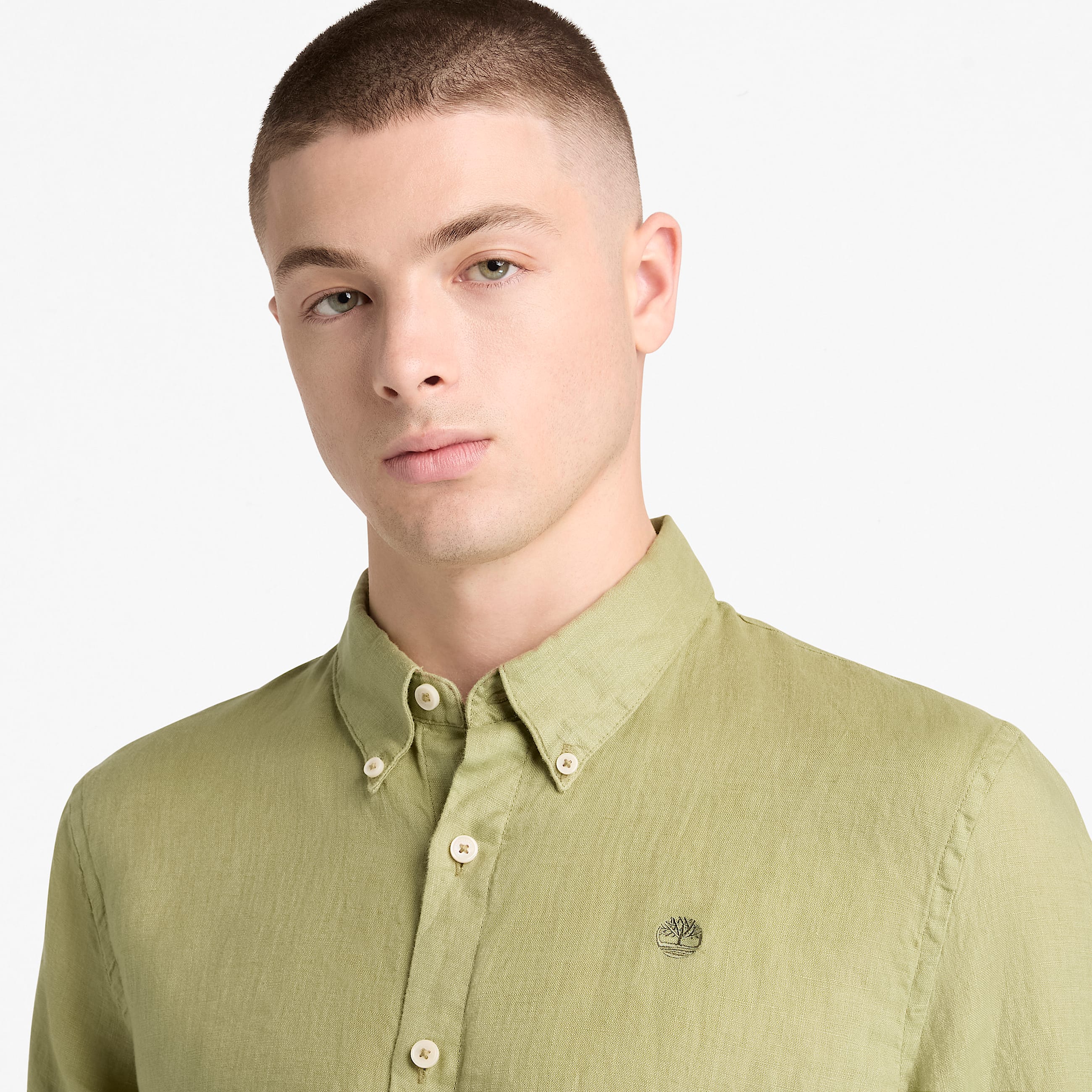 Mill Brook Linen Shirt for Men in Green TBL Green ALT3
