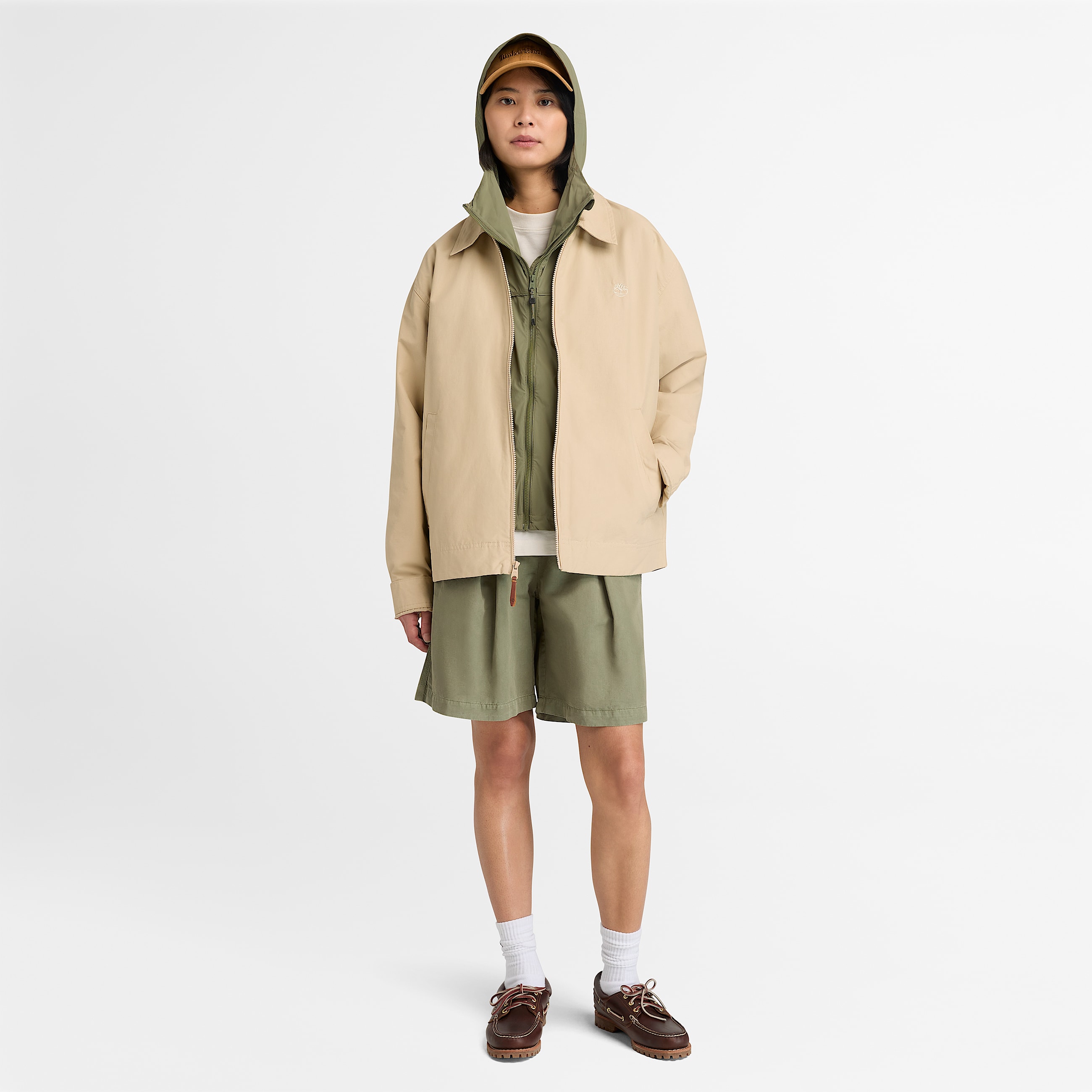 Bermudas de lino y algodn para mujer en verde TBL verde ALT2