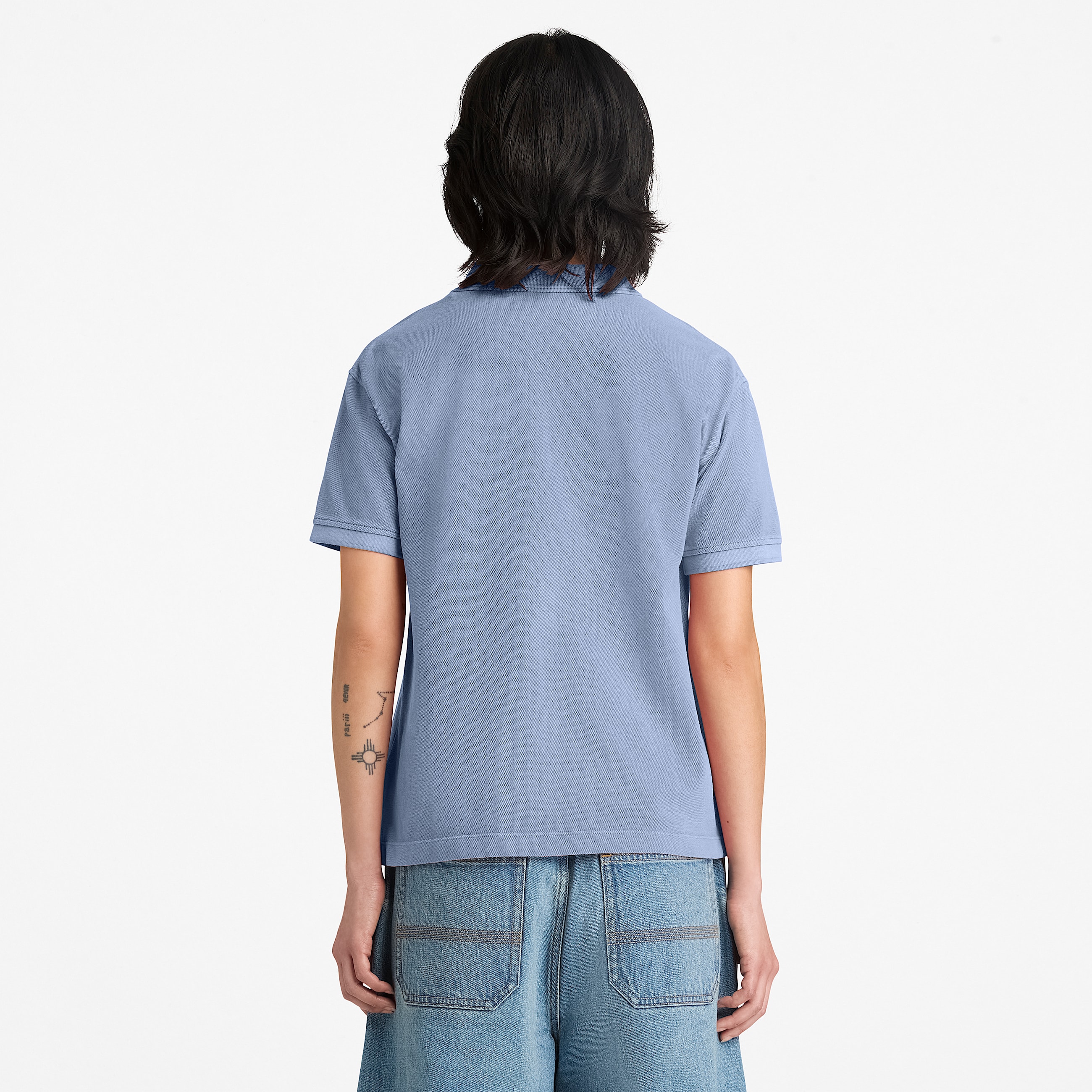 Stckgefrbtes kurzrmeliges PiquPolohemd fr Damen in Blau TBL Blau ALT8