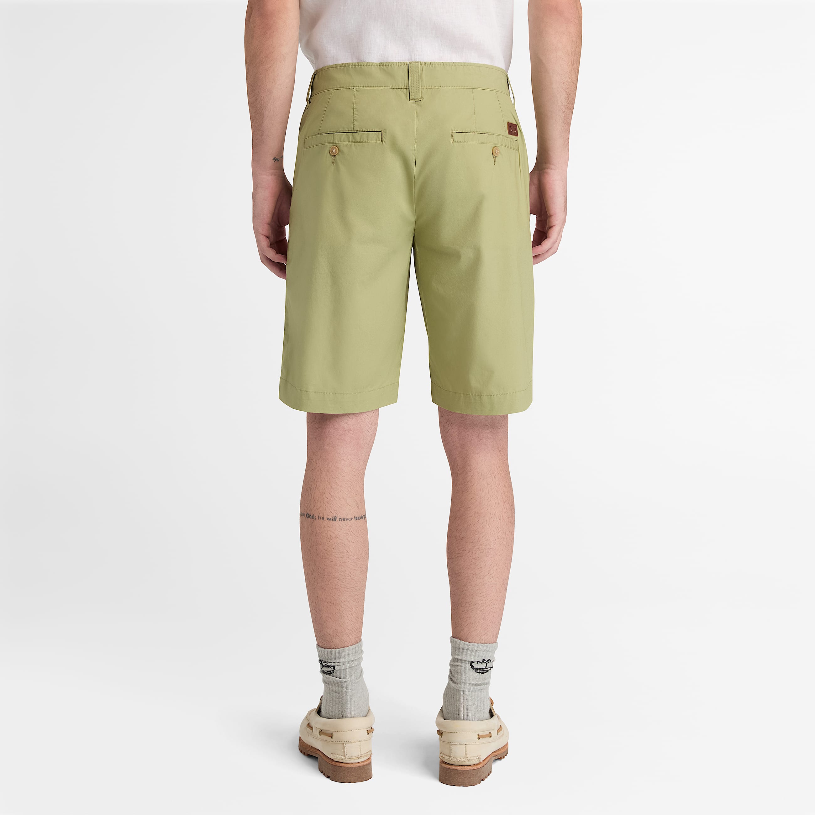 Claremont Poplin Chino Short for Men in Green TBL Green ALT8