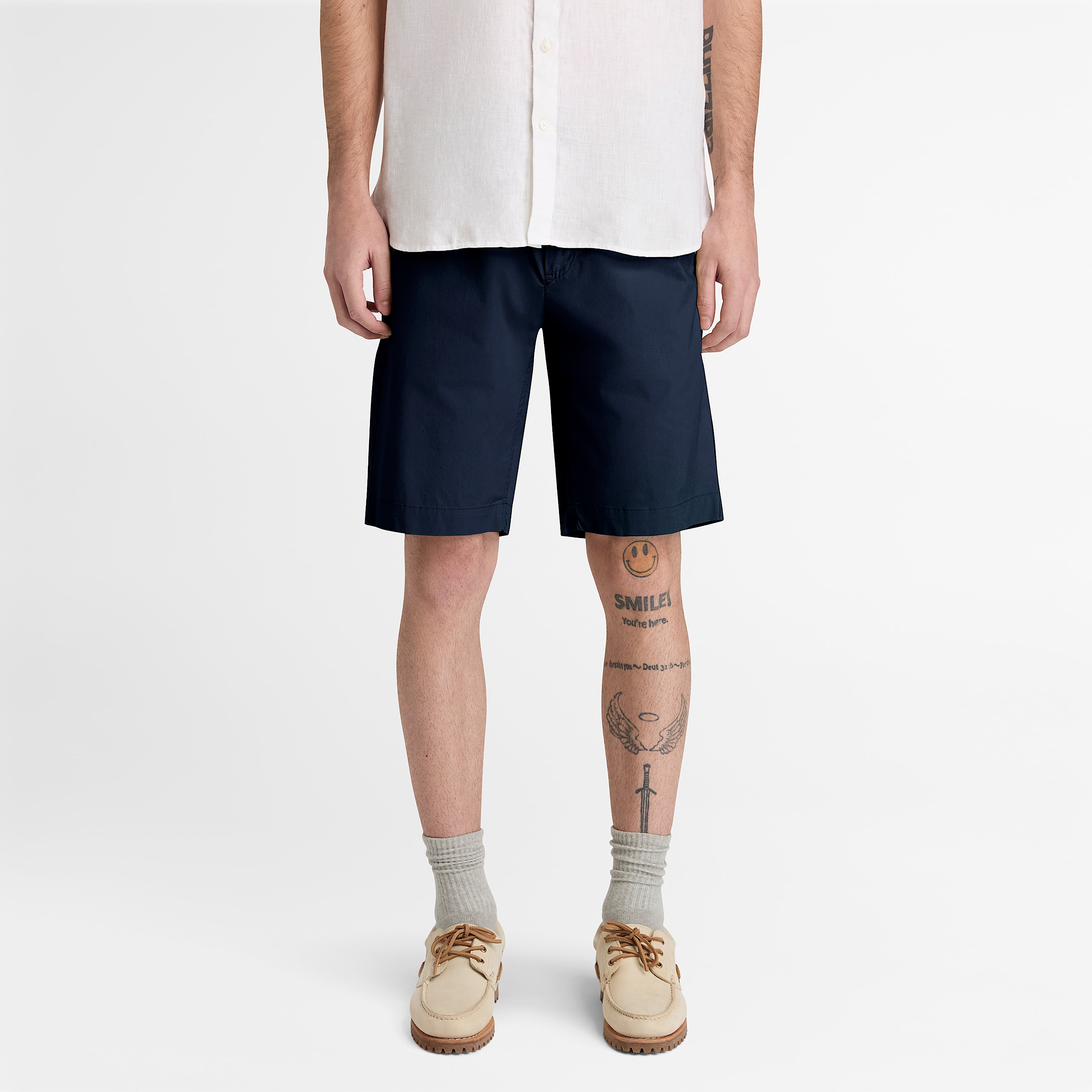 Claremont Poplin Chino Short for Men in Dark Blue TBL Blue ALT1