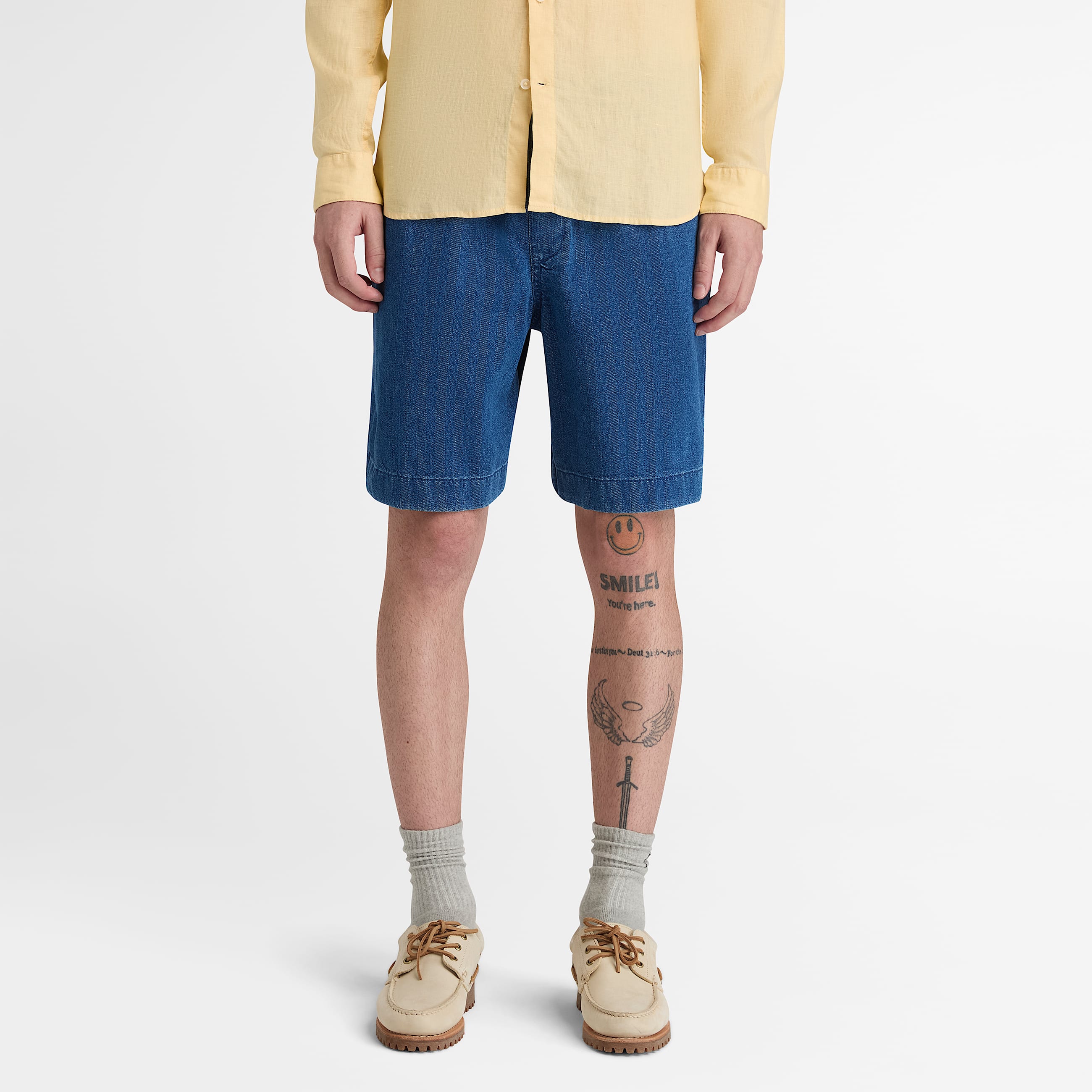 Short en denim  chevrons pour homme en bleu fonc TBL bleu ALT1