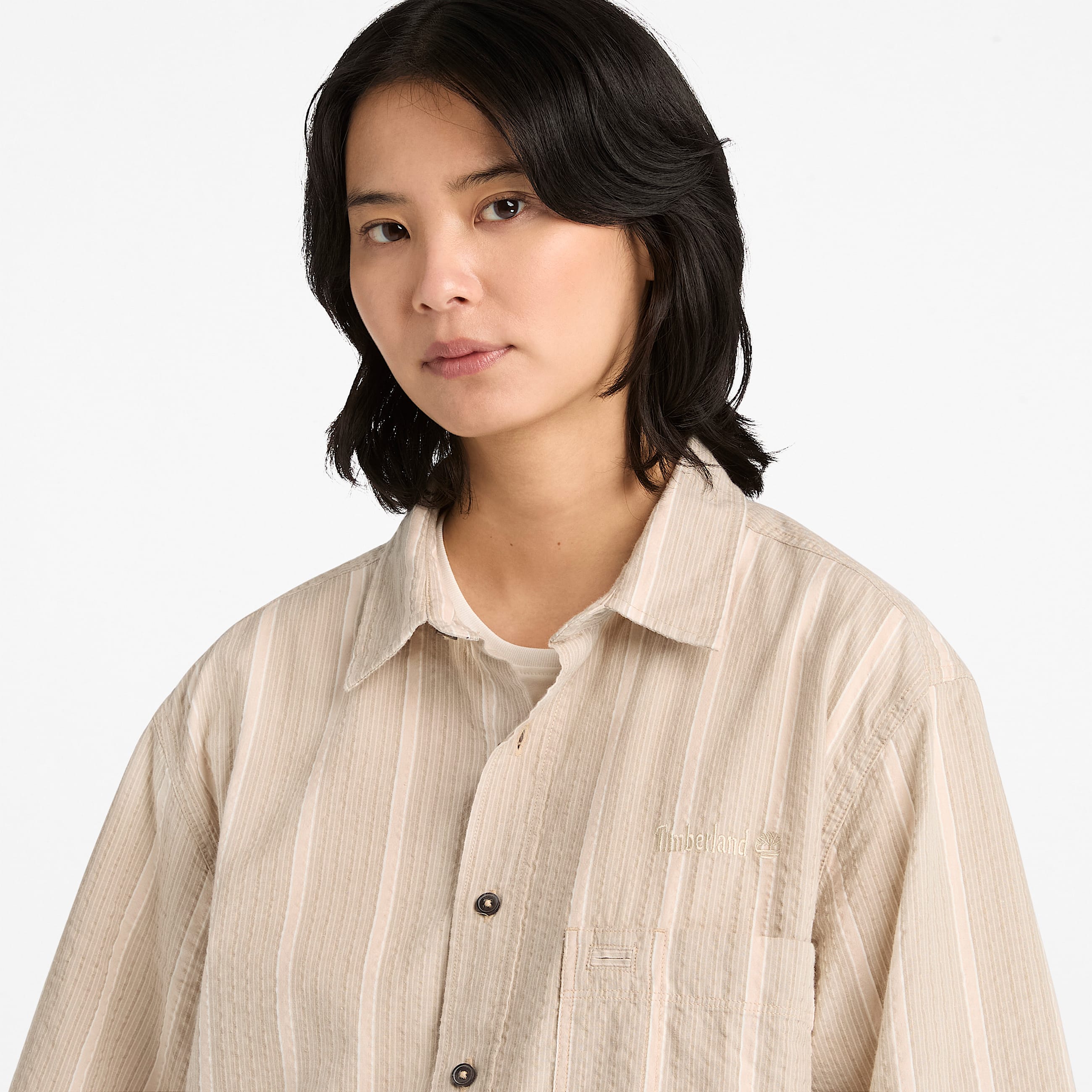 All Gender Lightweight Button Down Shirt in GreyBeige TBL Beige ALT4