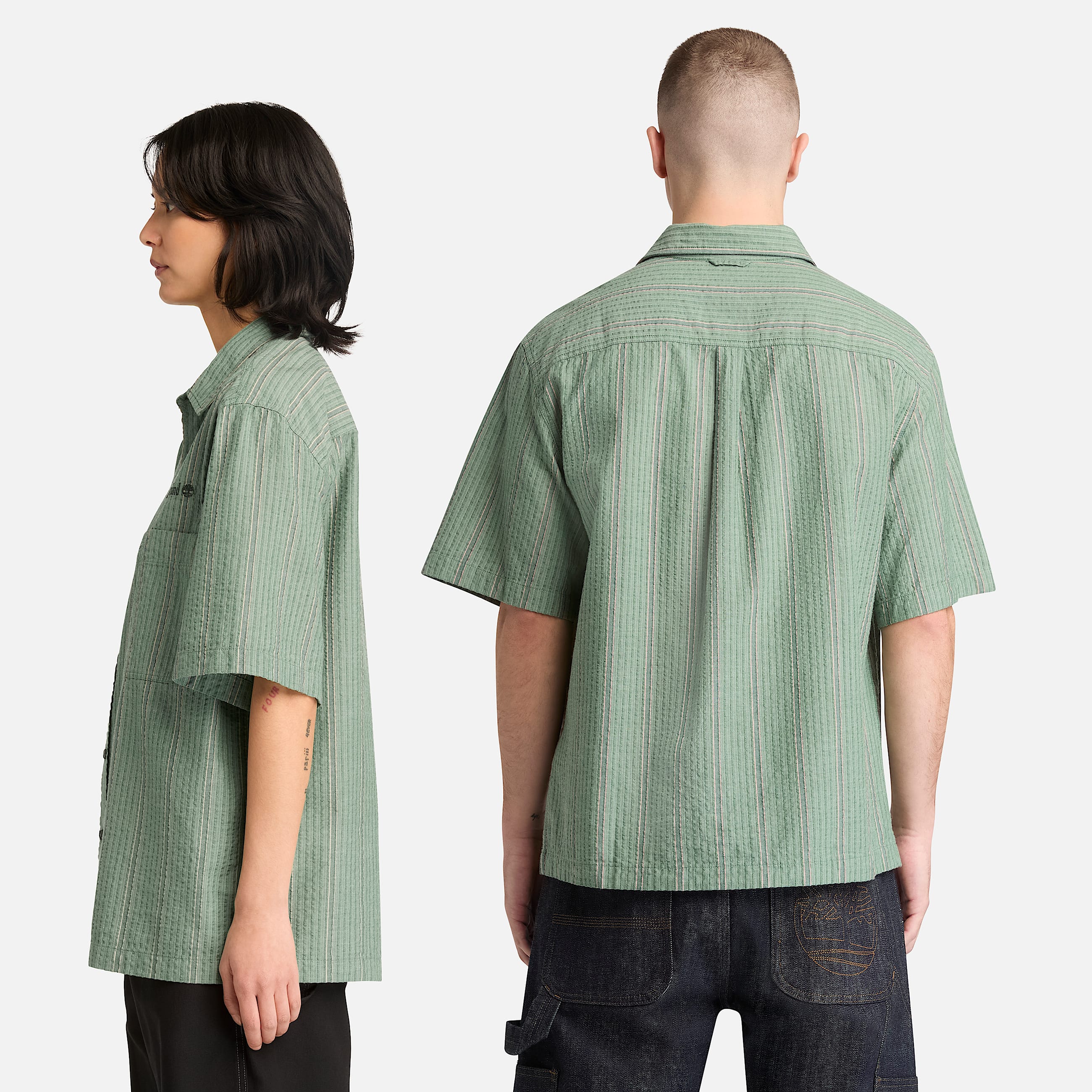 All Gender Lightweight Button Down Shirt in Dark Green TBL Green ALT2