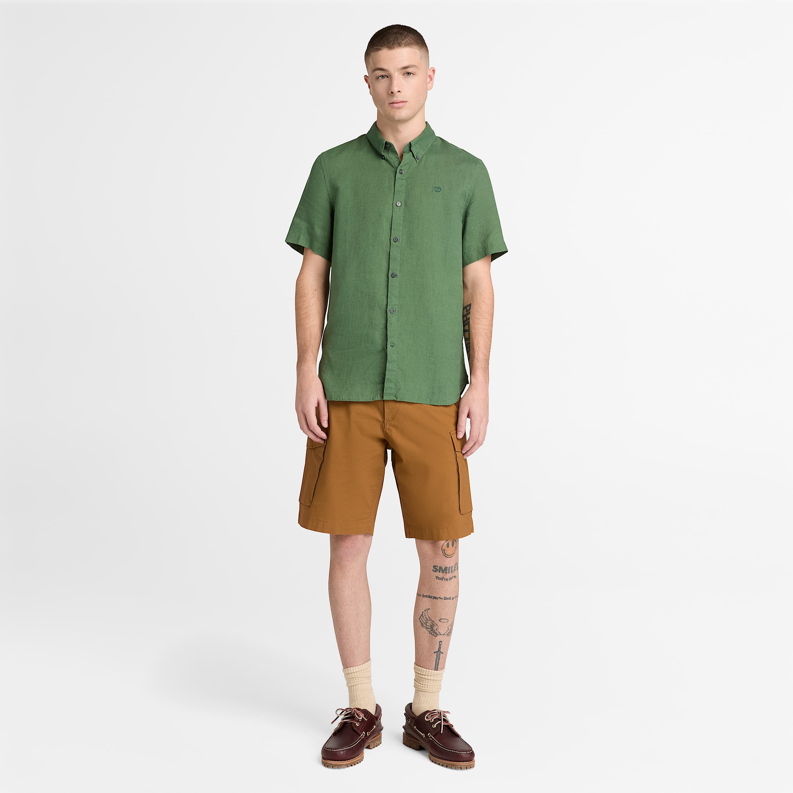 Brookline Poplin Cargo Short for Men in Dark Yellow TBL Yellow ALT2