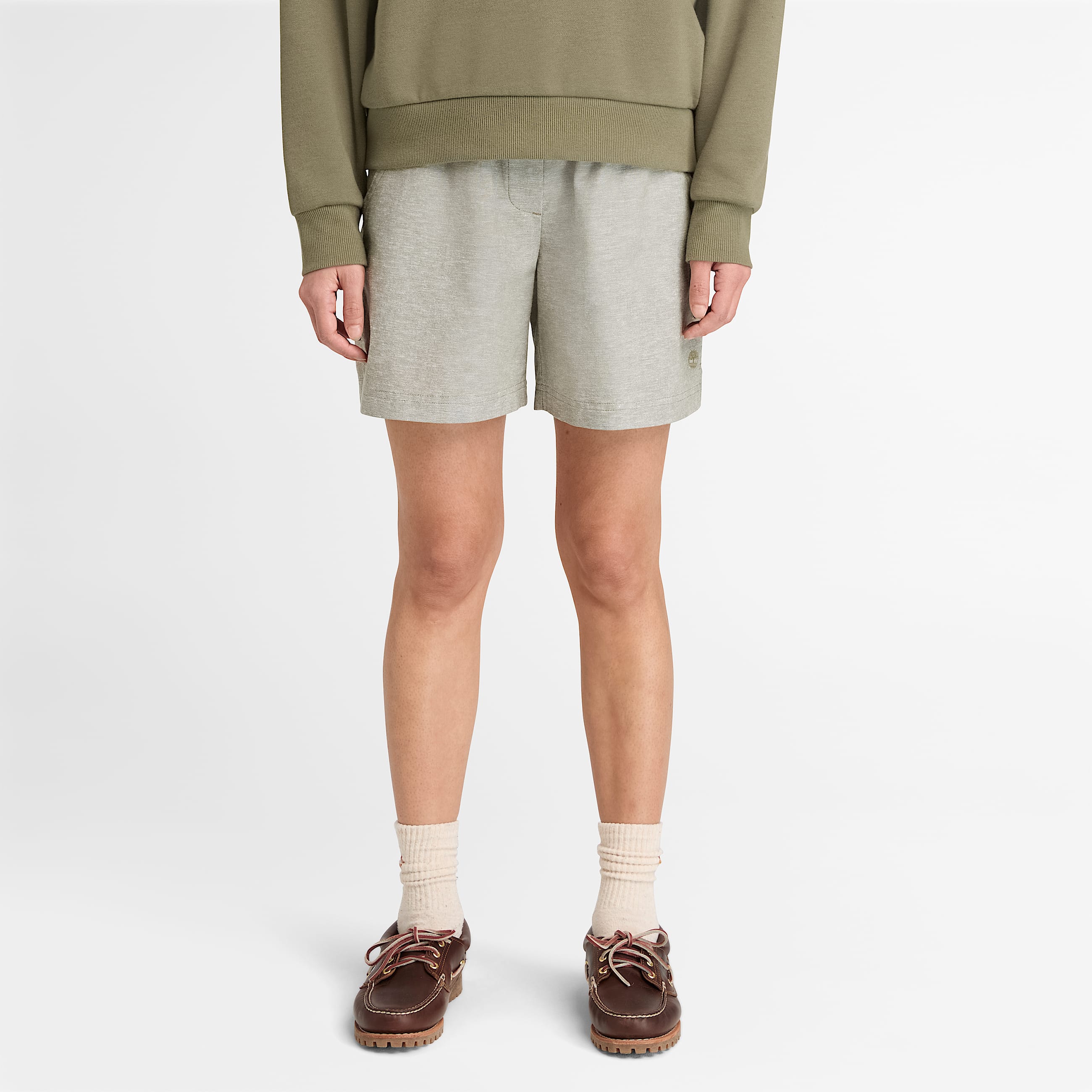 Linen Blend Short for Women in Green TBL Green ALT1