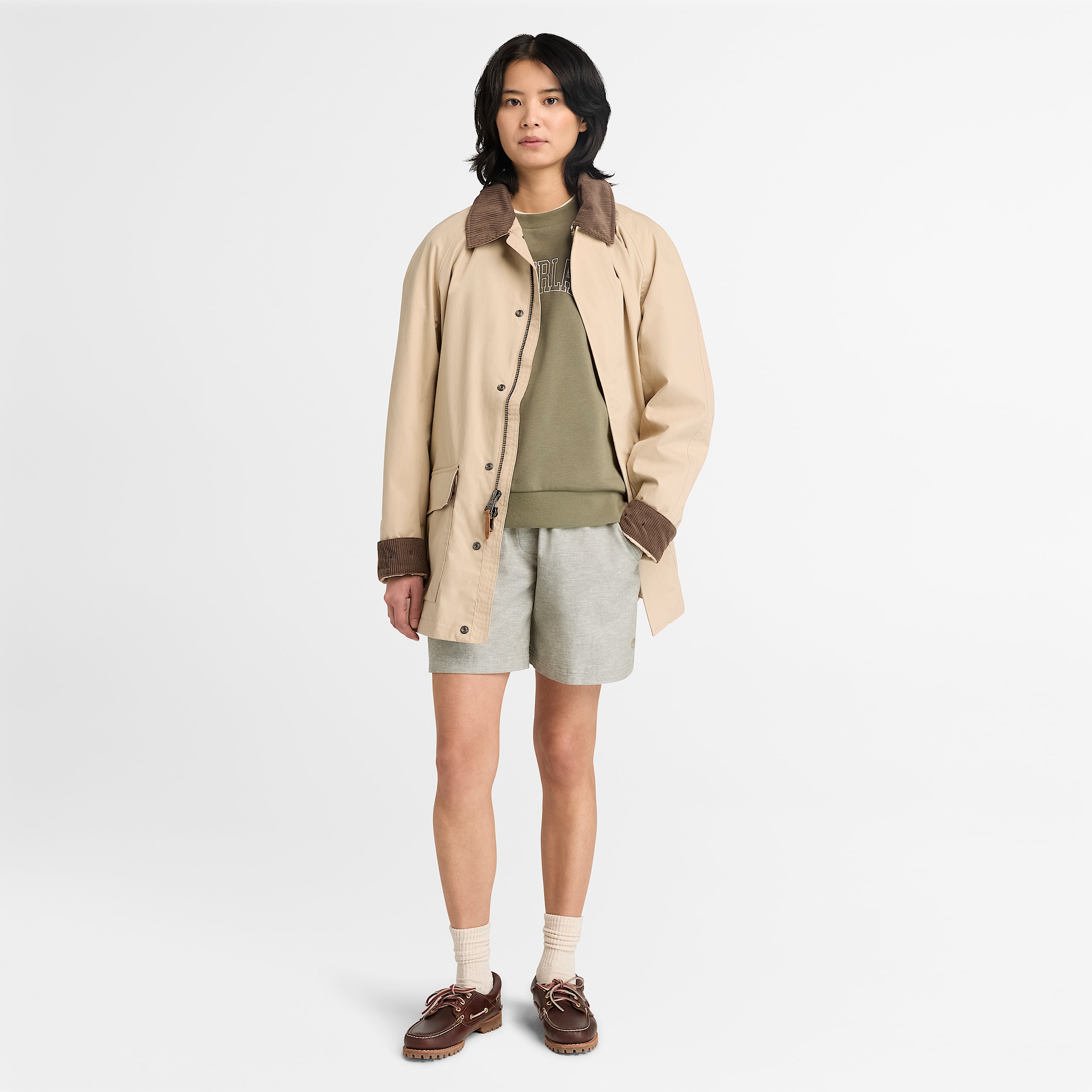 Linen Blend Short for Women in Green TBL Green ALT2