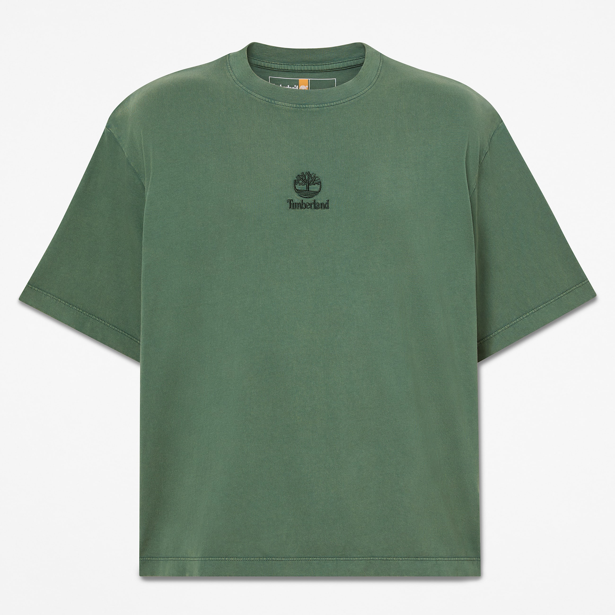 All Gender Sunwashed Embroidered Logo TShirt in Dark Green TBL Green HERO
