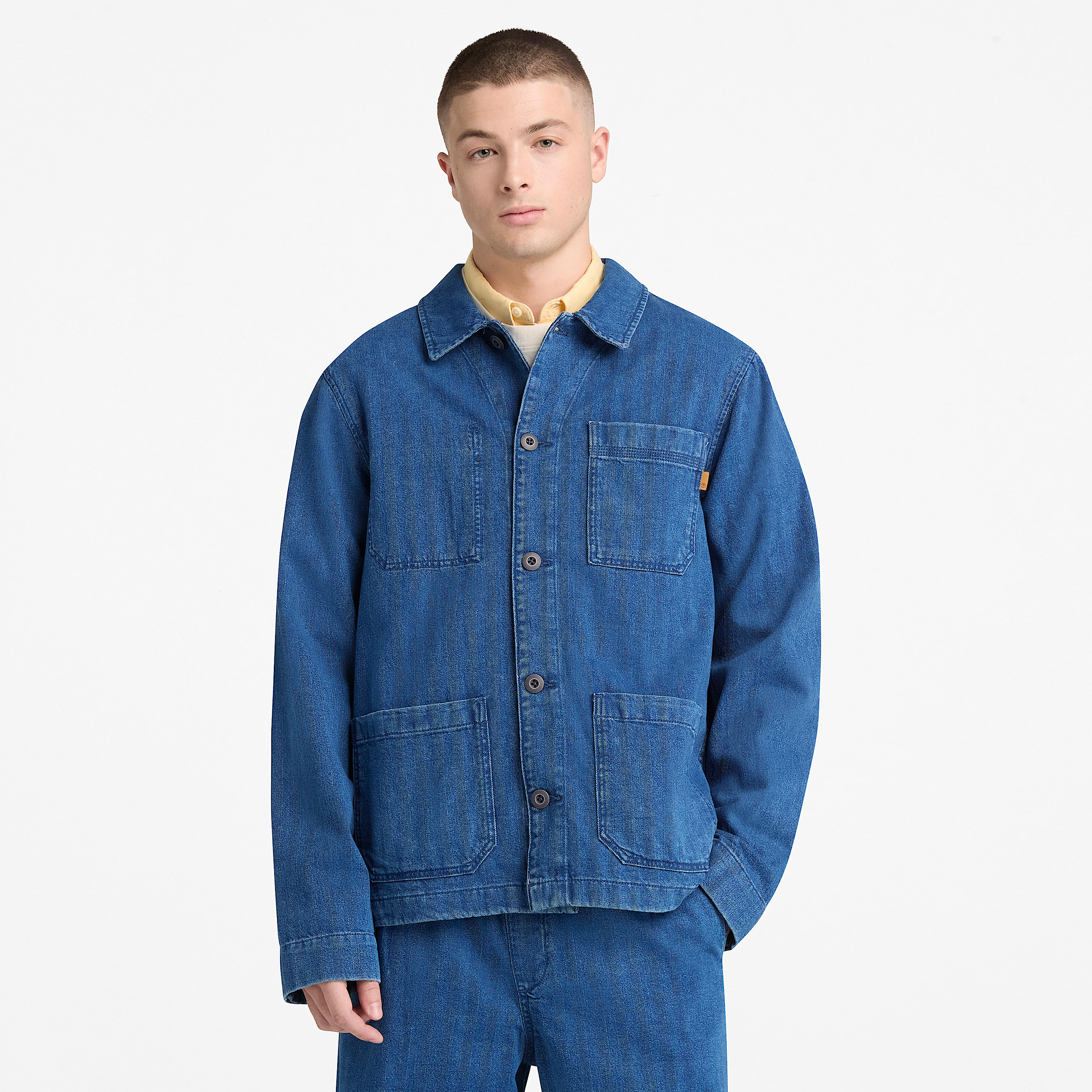 Kempshire Herringbone Denim Chore Jacket for Men in Dark Blue TBL Blue ALT1