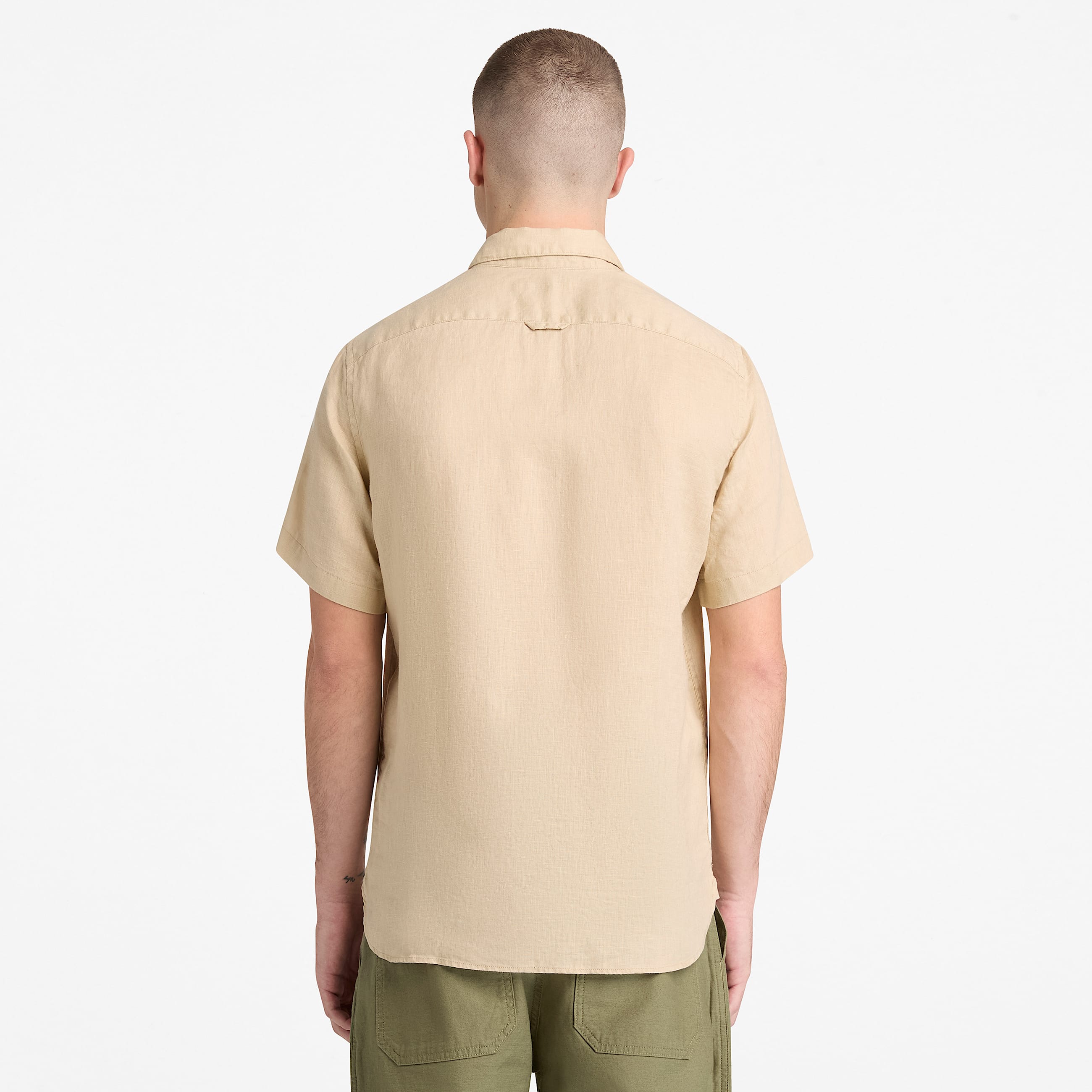 Mill Brook kurzrmeliges Leinenhemd fr Herren in Beige TBL Beige ALT8