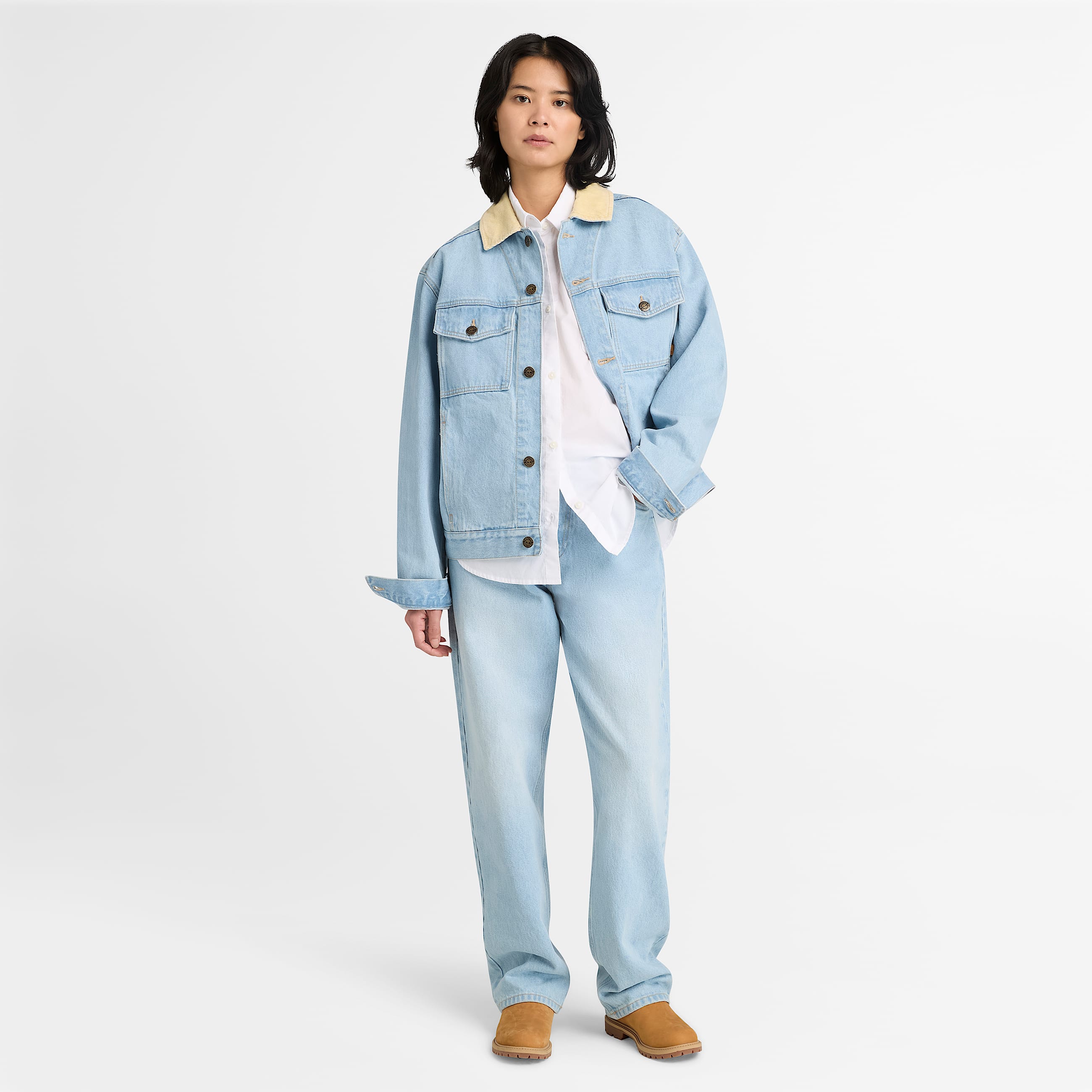 Poplin LongSleeve Shirt for Women in White TBL White ALT2