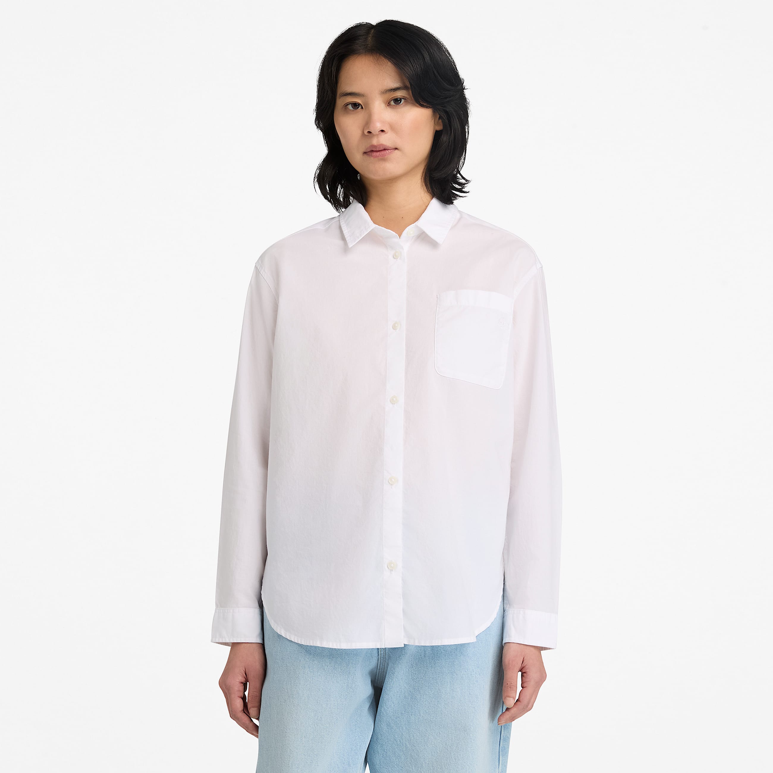 Poplin LongSleeve Shirt for Women in White TBL White ALT1