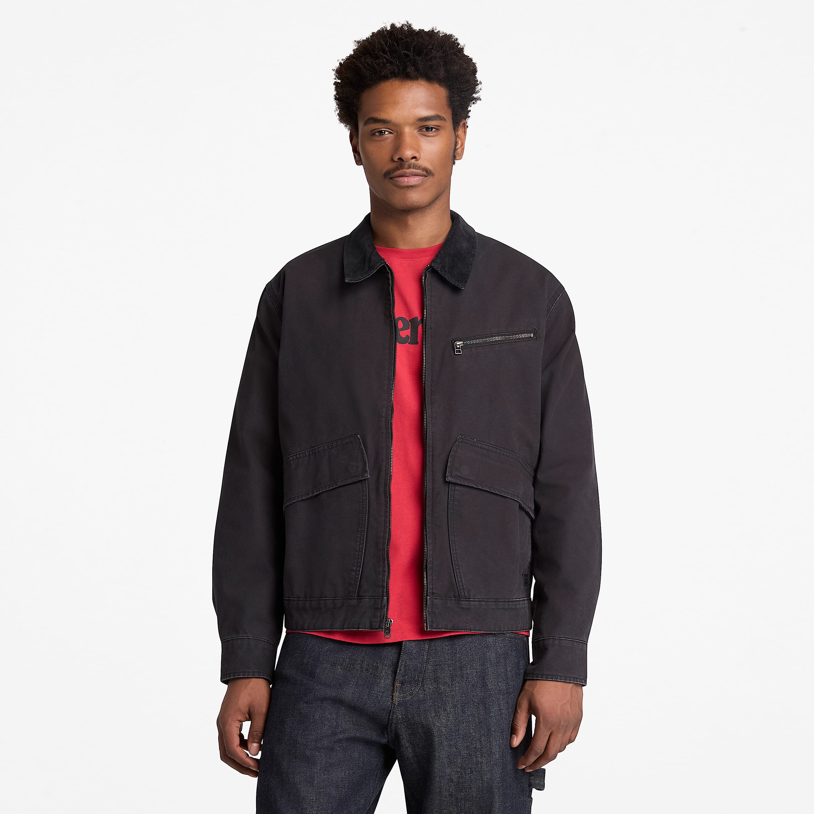 Chaqueta de lona lavada Strafford para hombre en negro TBL color negro ALT1