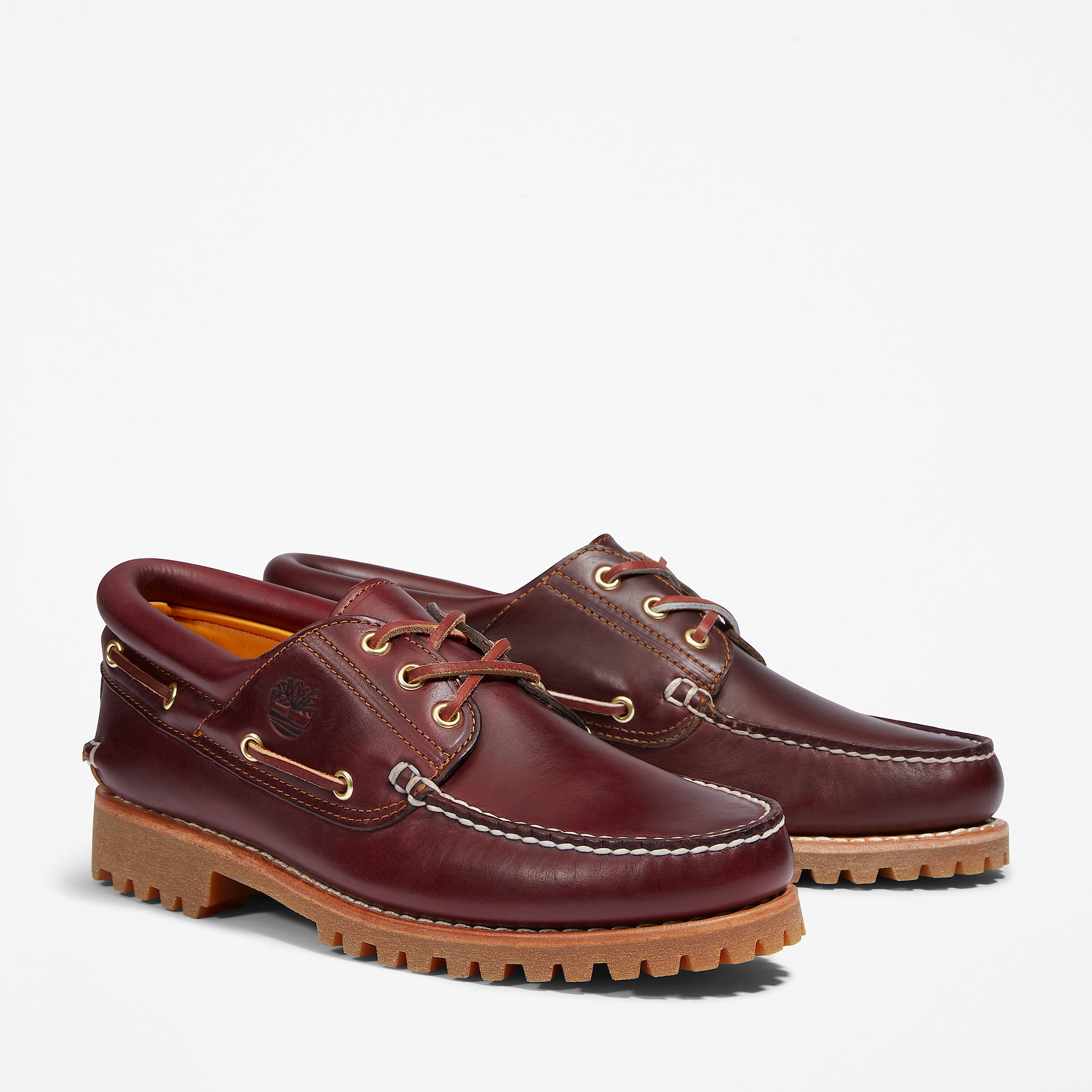 Timberland Authentic 3Eye Lug Handsewn Boat Shoe for Men in Burgundy TBL Burgundy ALT4