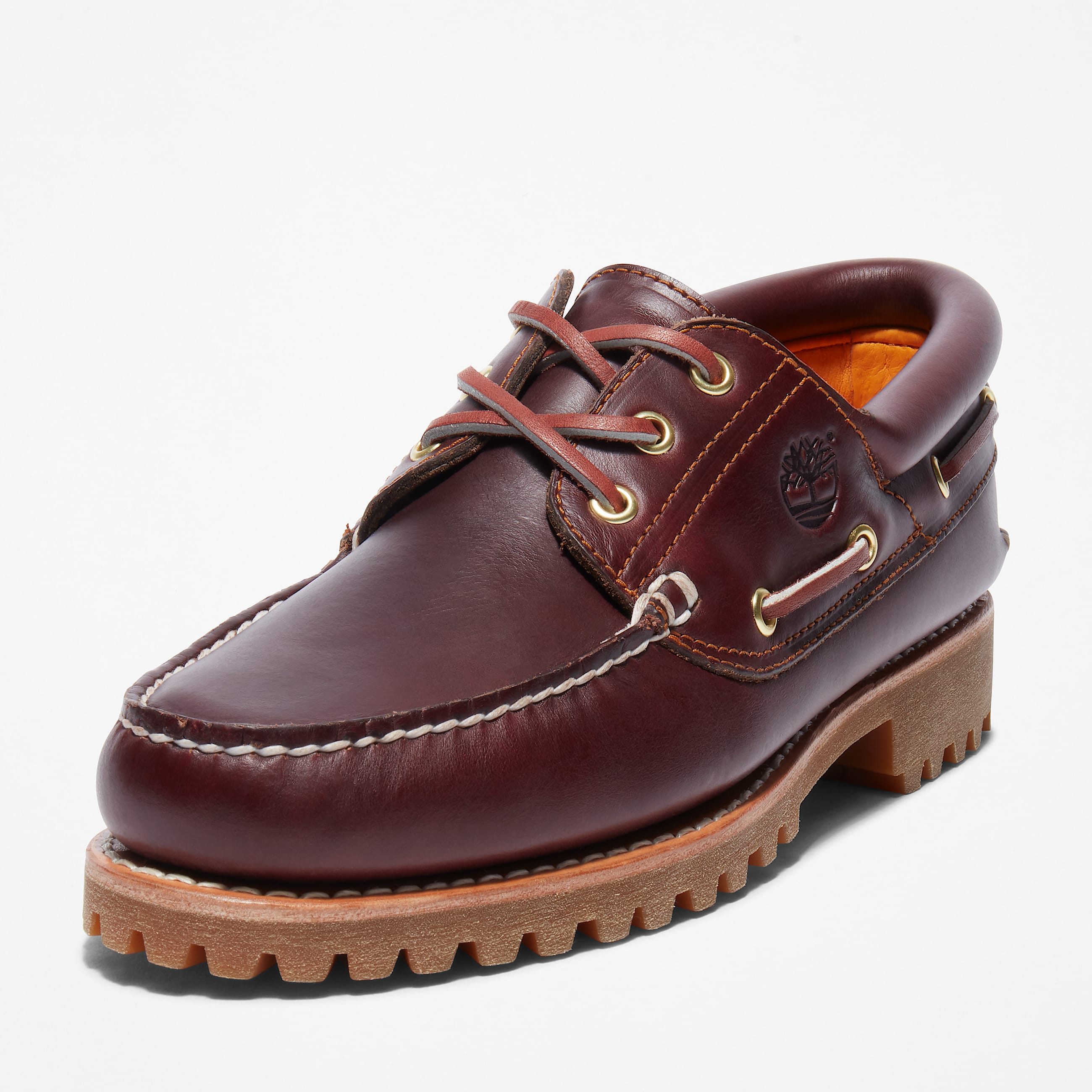 Timberland® Authentic 3-Eye Lug Handsewn Boat Shoe for Men in Burgundy
