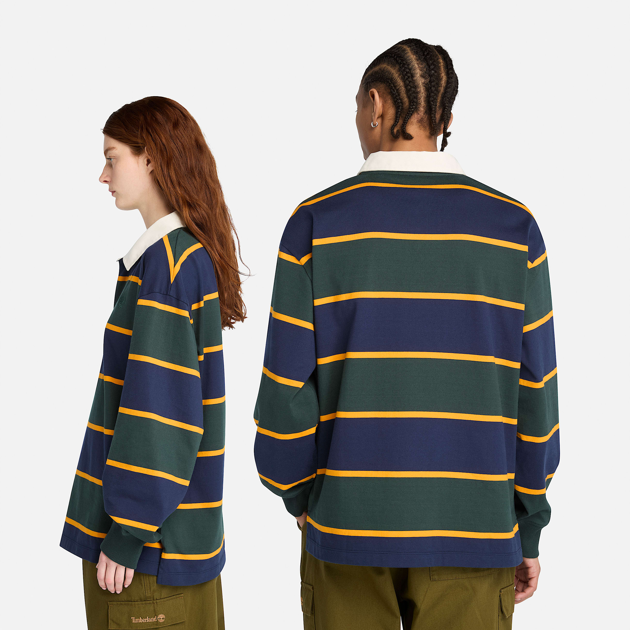 Polo de rugby unisexe en bleu foncvert fonc TBL bleu ALT2