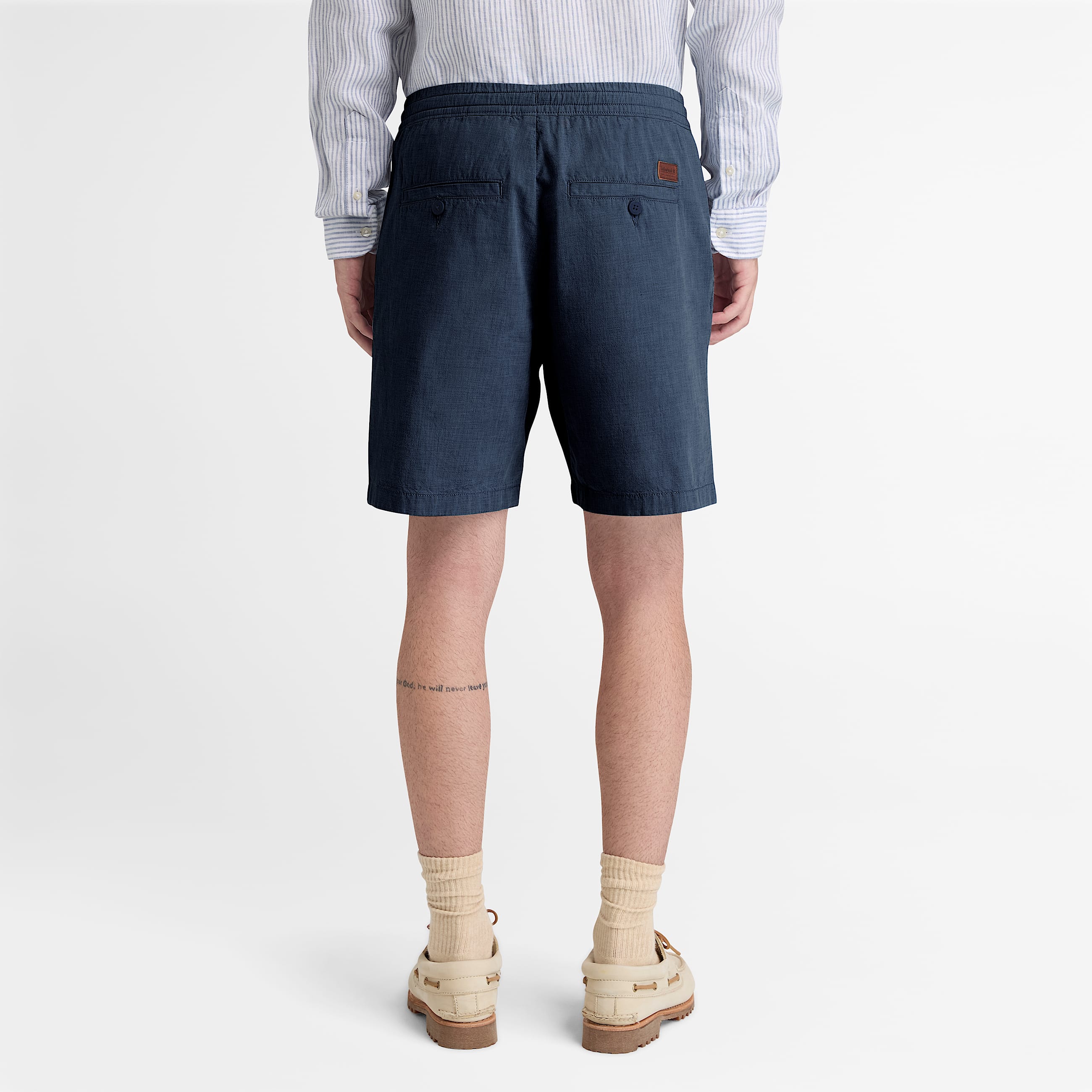 Short en coton et lin pour homme en bleu fonc TBL bleu ALT8