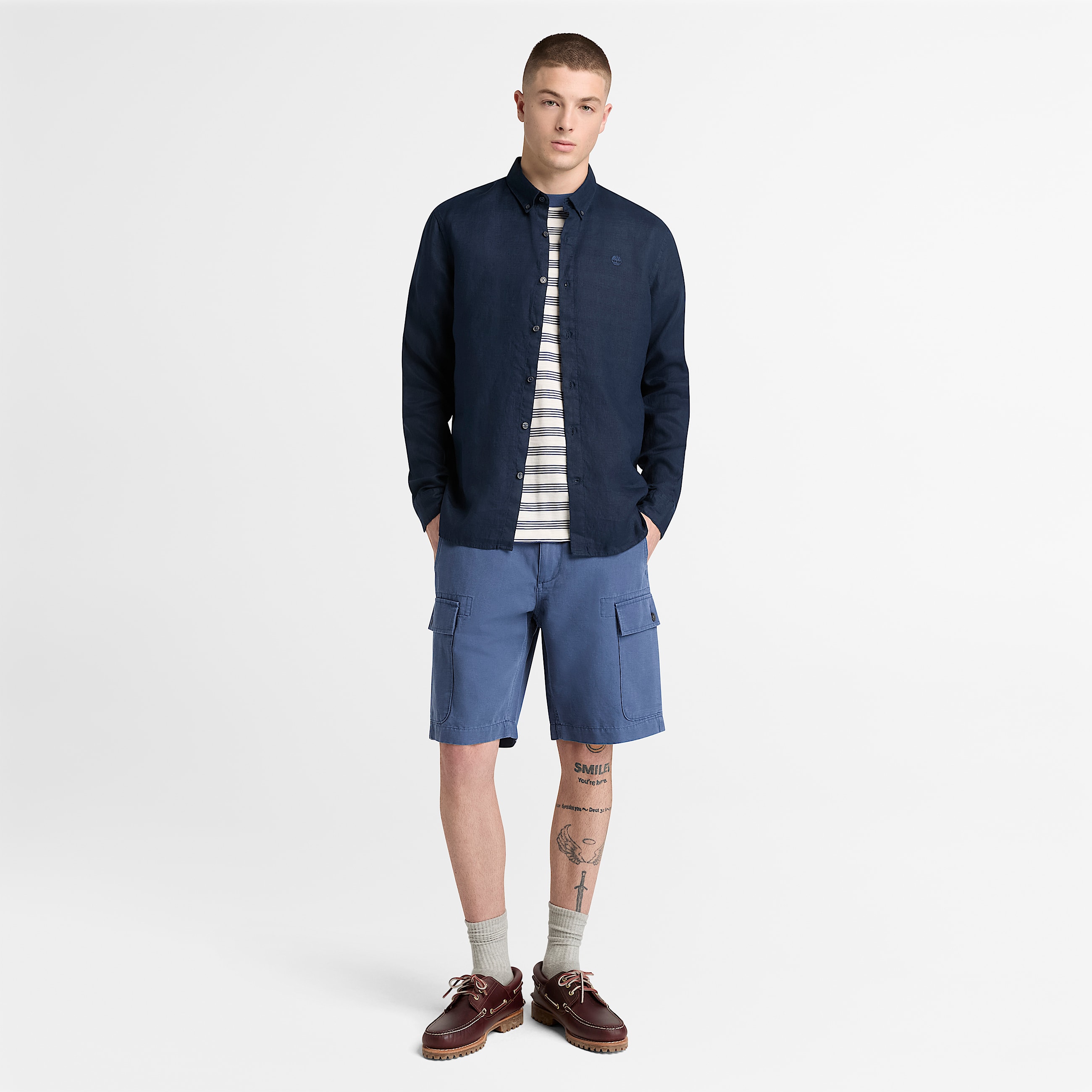 Camisa de Linho Mill Brook para Homem em azulescuro TBL azul ALT2