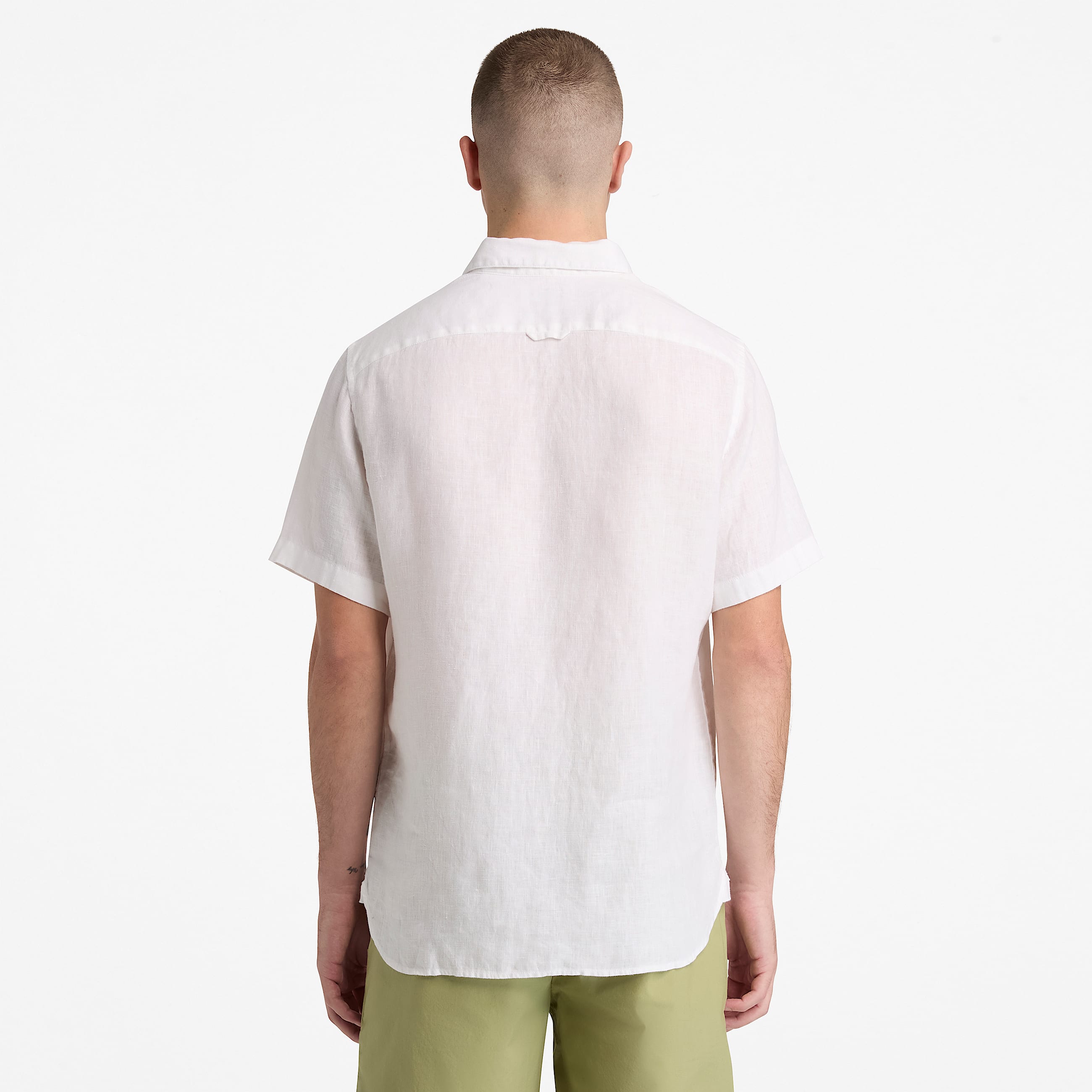 Camisa de lino de manga corta Mill Brook para hombre en blanco TBL blanco ALT8