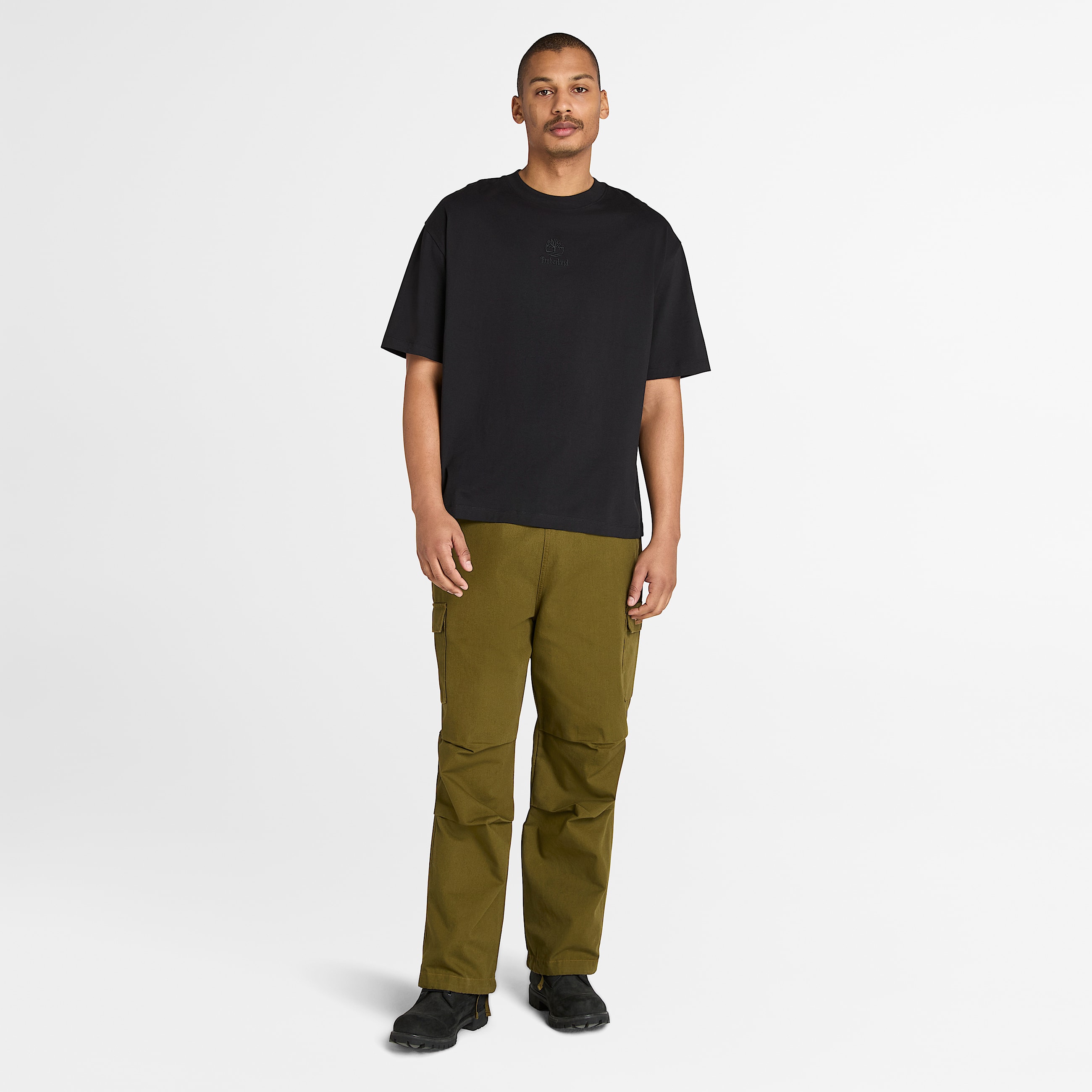 Tshirt com Logtipo Tonal Sobreposto Hampton para Homem em preto TBL preto ALT2