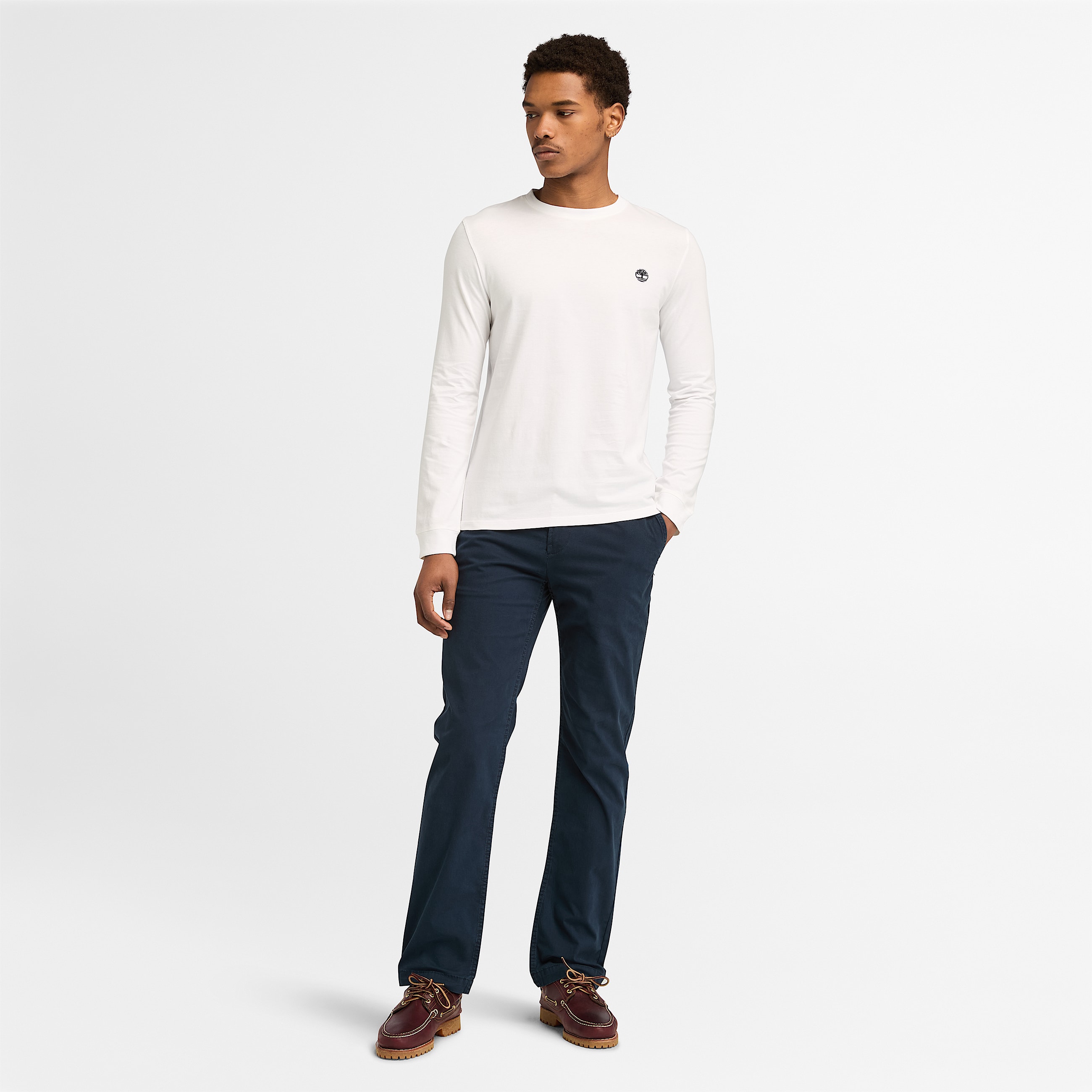 Dunstan River LongSleeve TShirt for Men in White TBL White ALT2