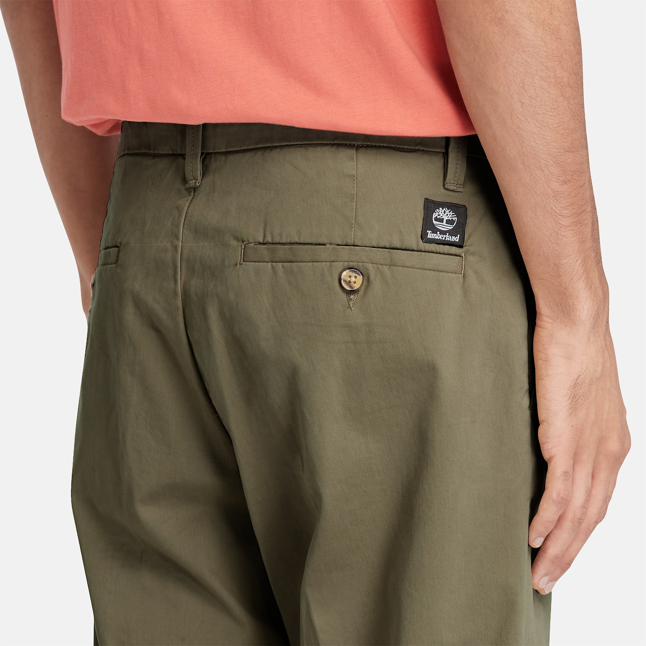 Calas Chino em Sarja de Corte Direito Claremont para Homem em verde TBL verde ALT3