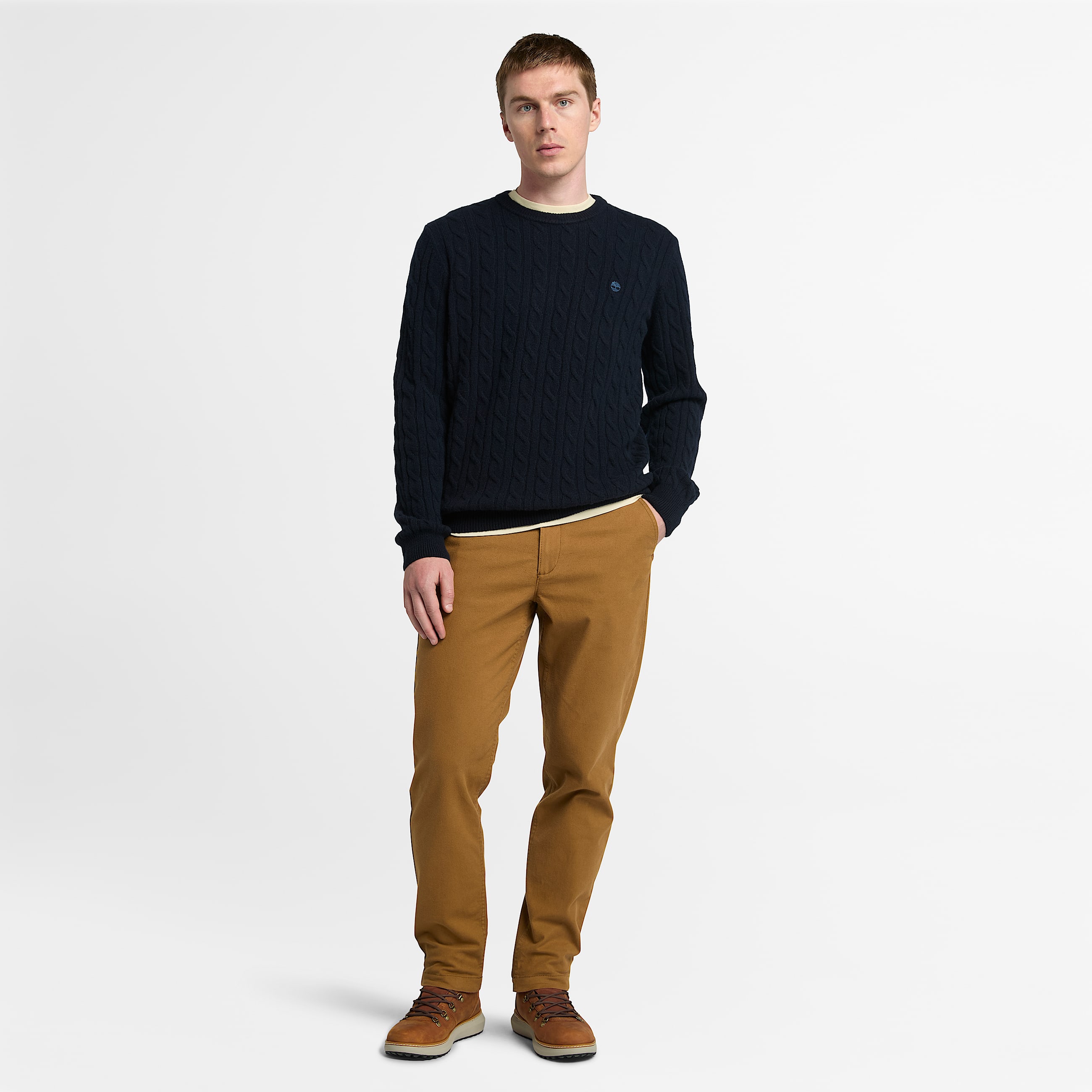 Maglione Girocollo a Trecce Phillips Brook da Uomo in blu scuro TBL blu ALT2