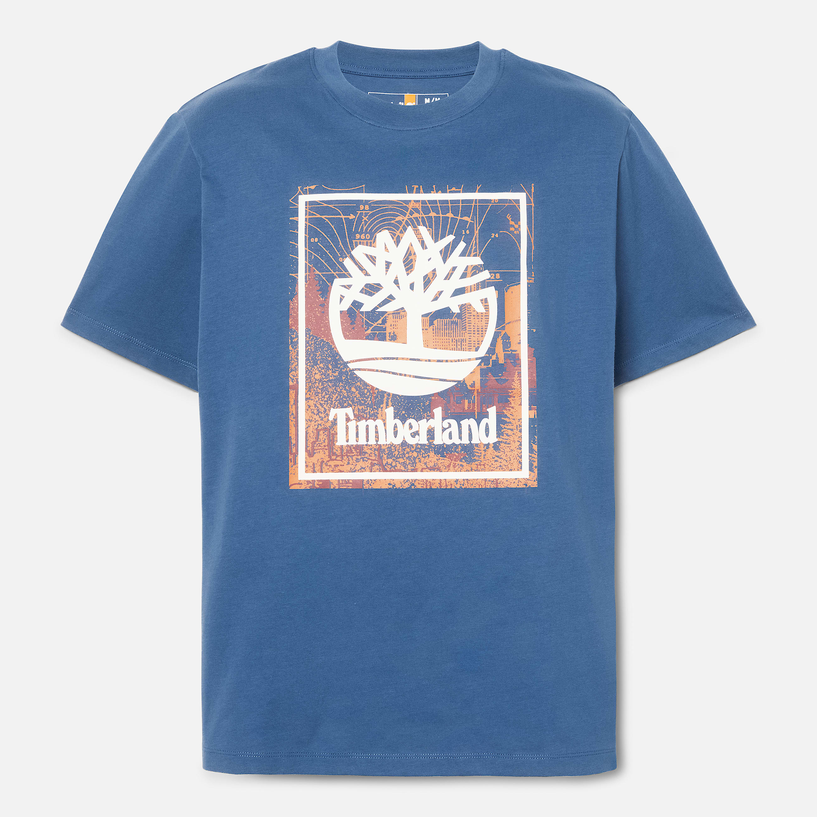 Front Seasonal Stack Logo Graphic TShirt for Men in Dark Blue TBL Blue HERO