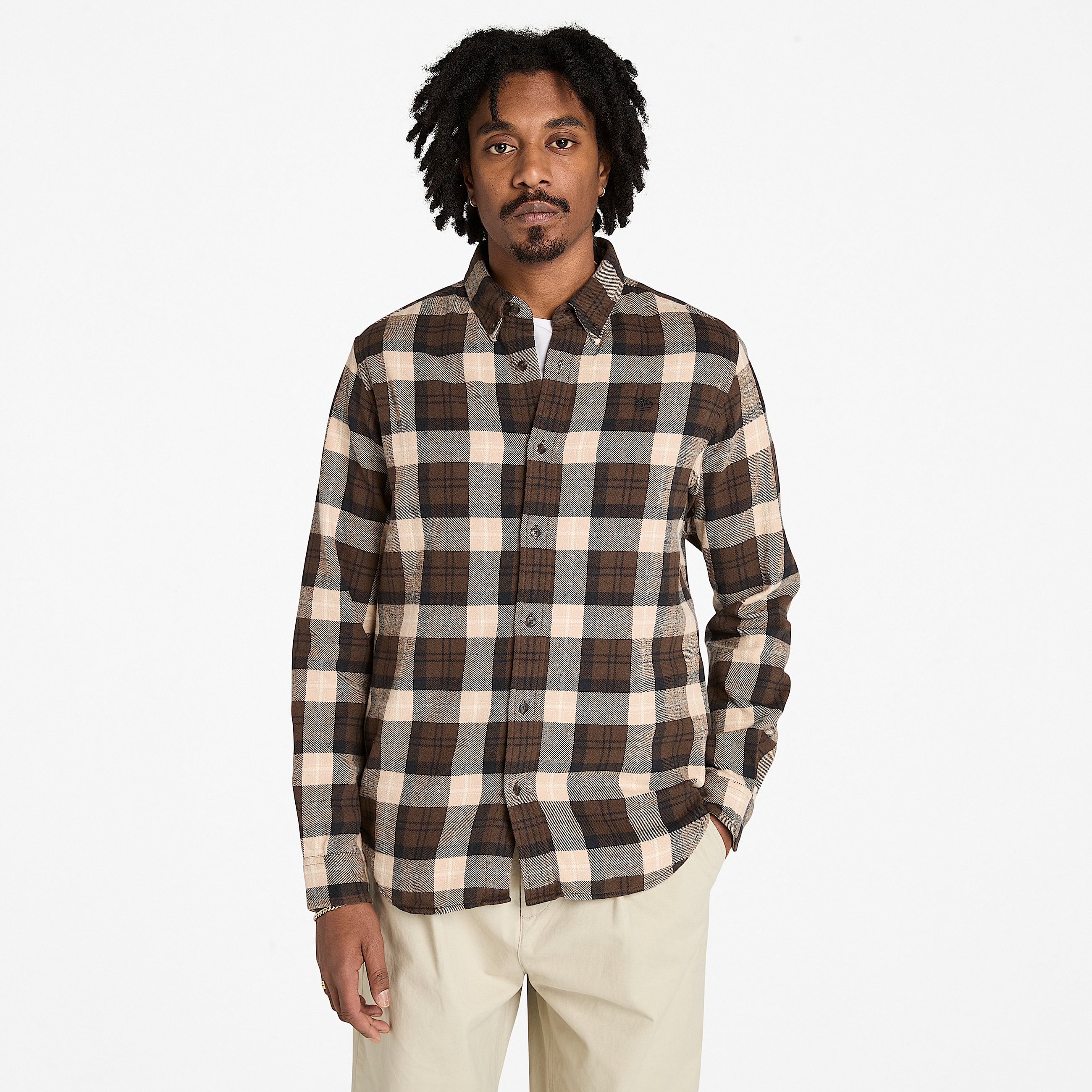 Checked Flannel Shirt for Men in Brown TBL Brown ALT1