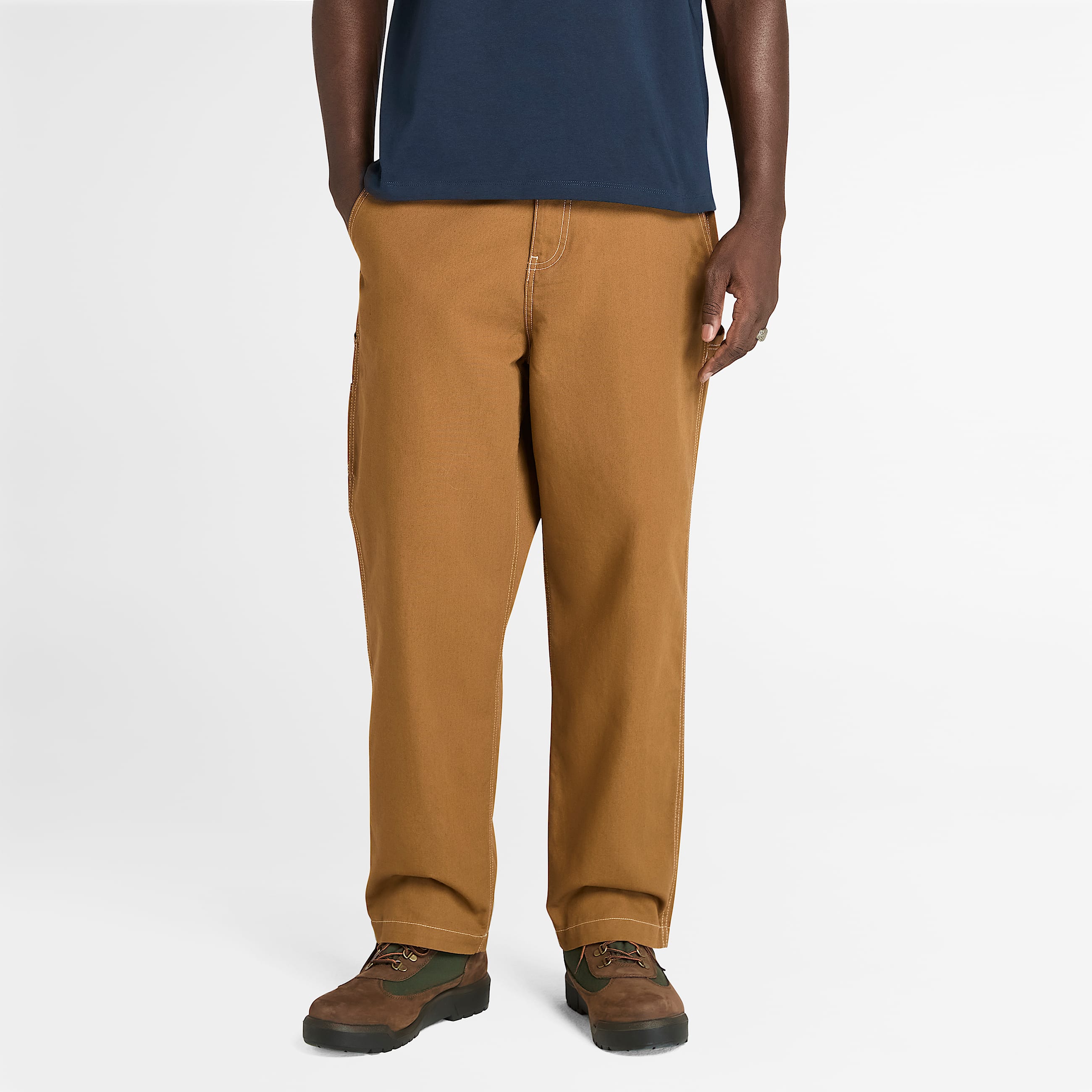 All Gender Washed Duck Canvas Carpenter Trouser in Black TBL Yellow ALT3