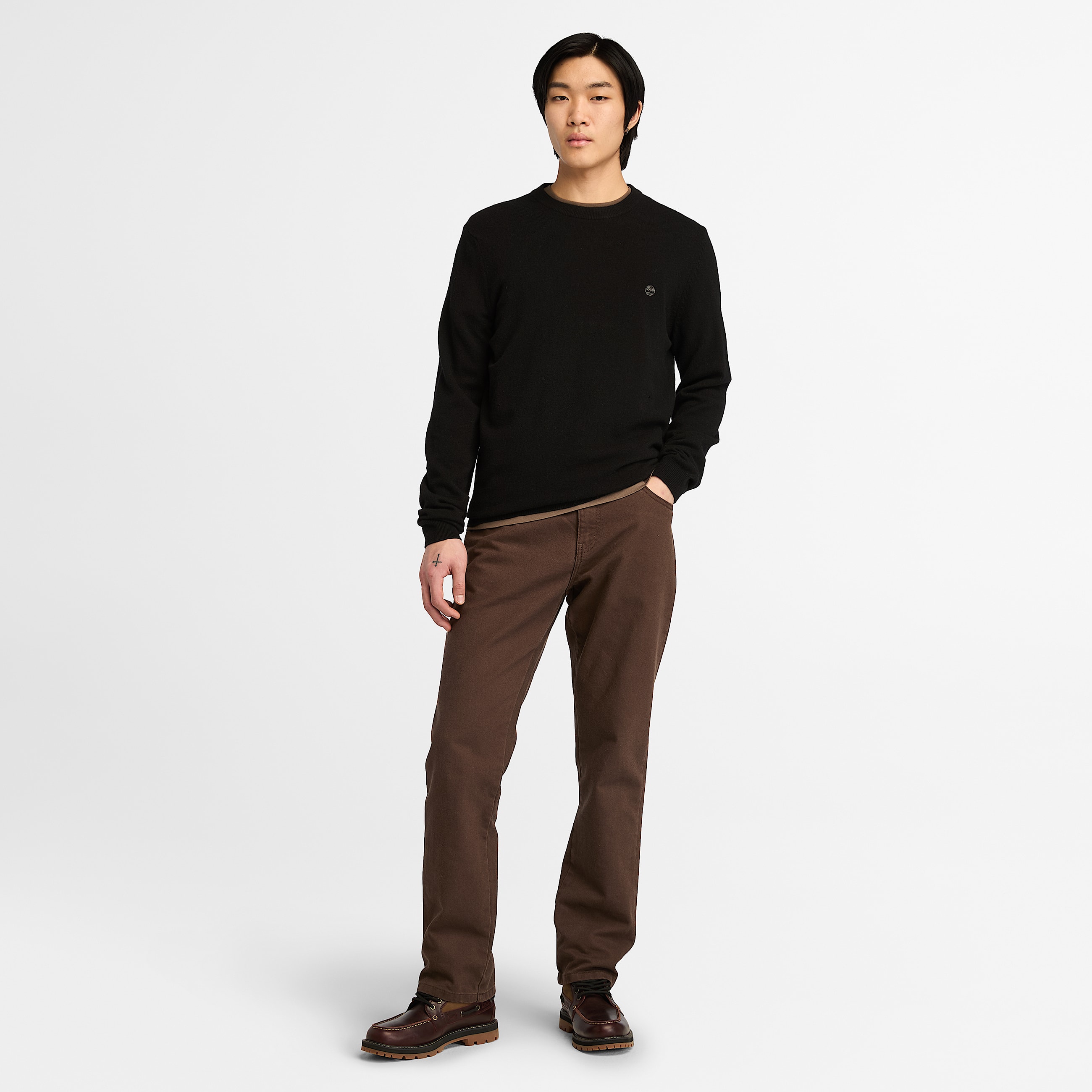 Camisola de Gola Redonda em L Merino Timberland Cohas Brook para Homem em preto TBL preto ALT2