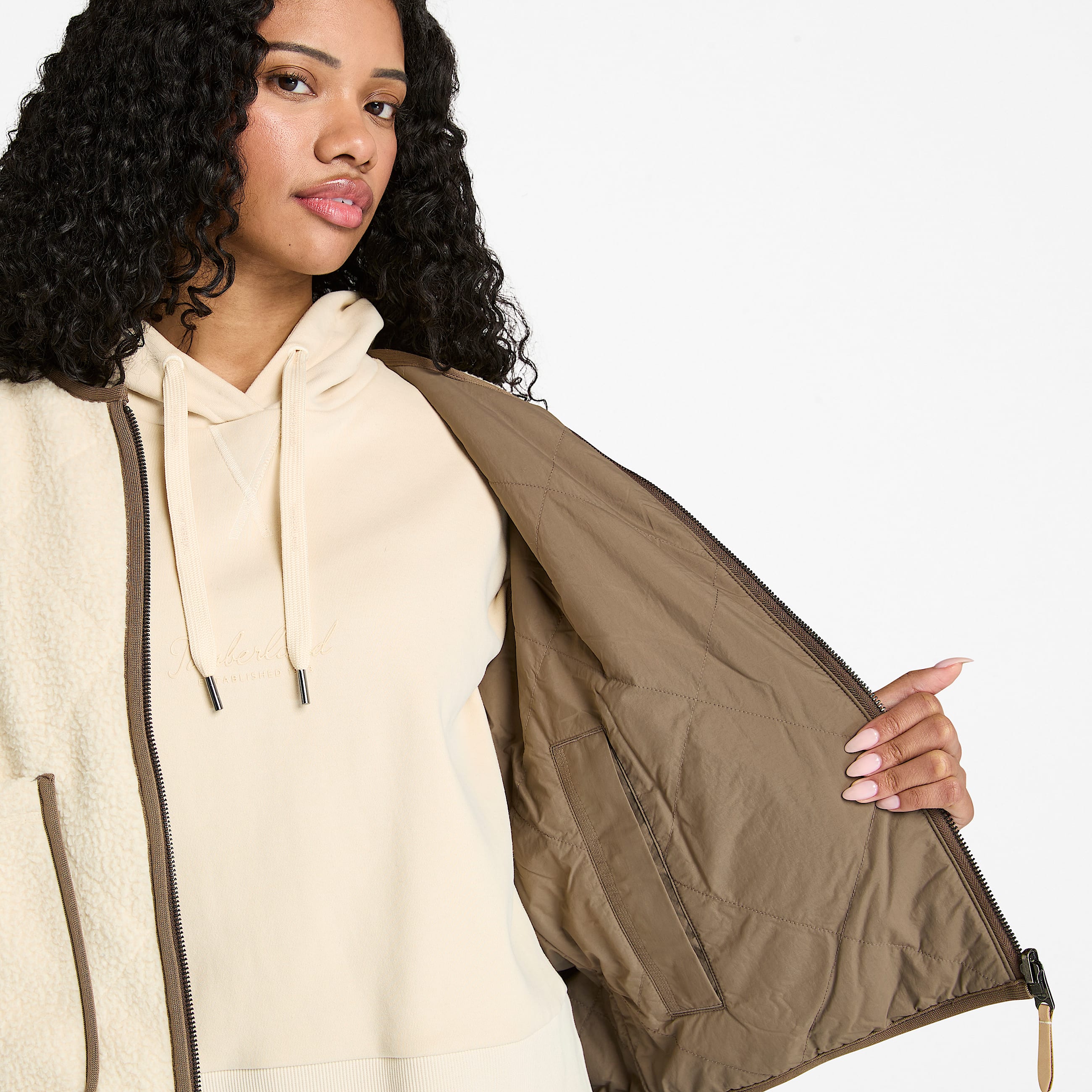 Bodywarmer van hoogpolig fleece voor dames in beige TBL beige ALT3