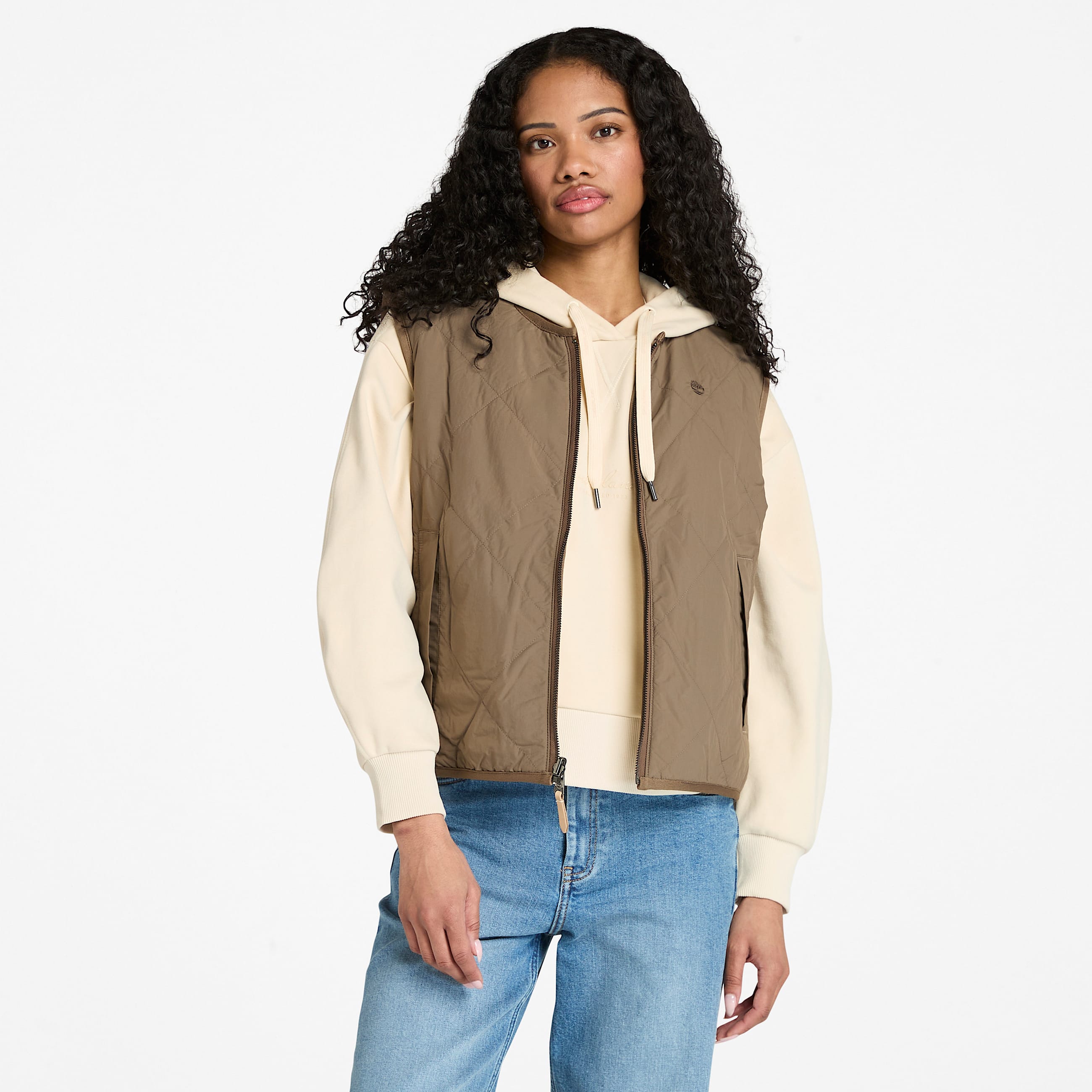 Bodywarmer van hoogpolig fleece voor dames in beige TBL beige ALT4