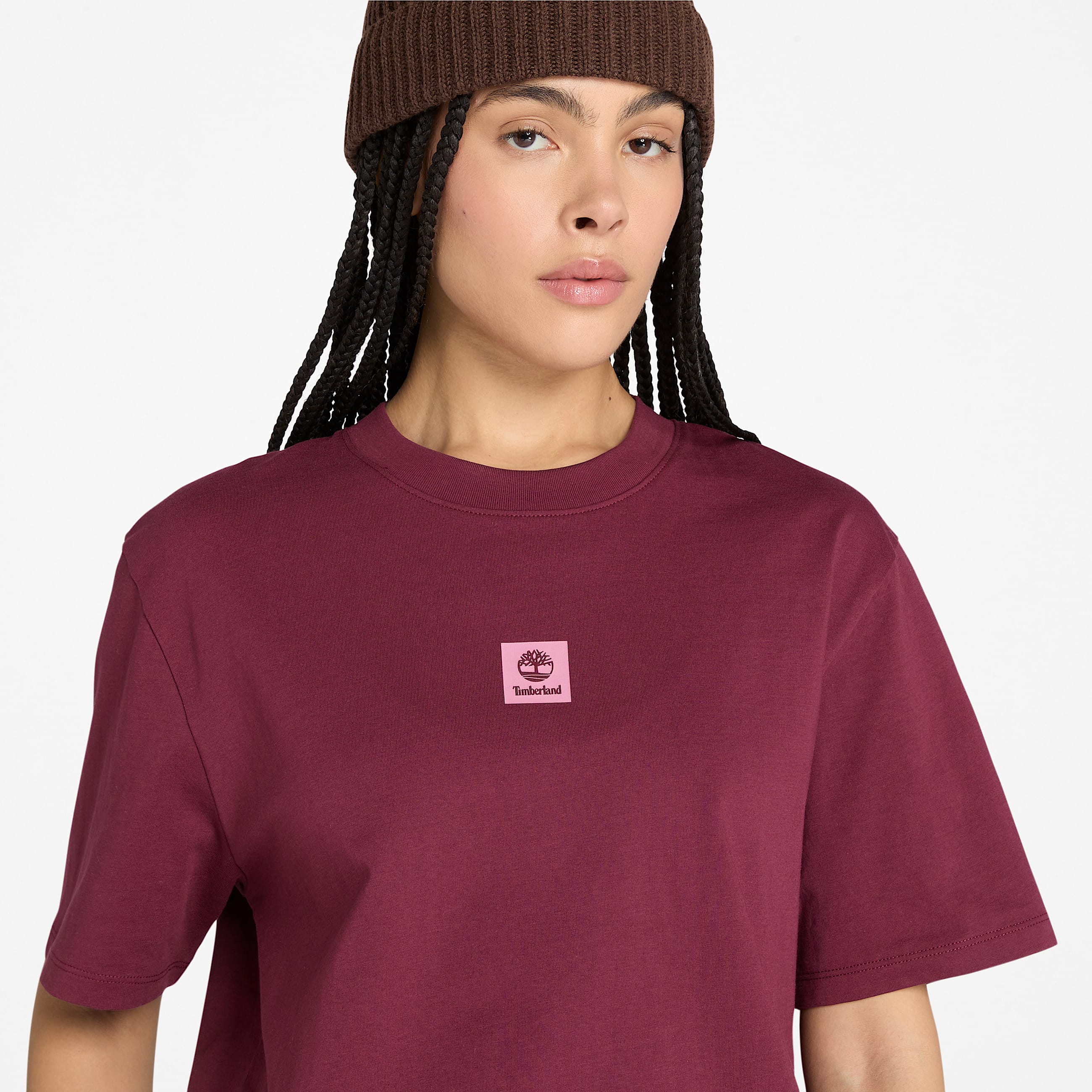 Tshirt a Maniche Corte con Logo Timberland Effetto Multistrato da Donna in bordeaux TBL bordeaux ALT3