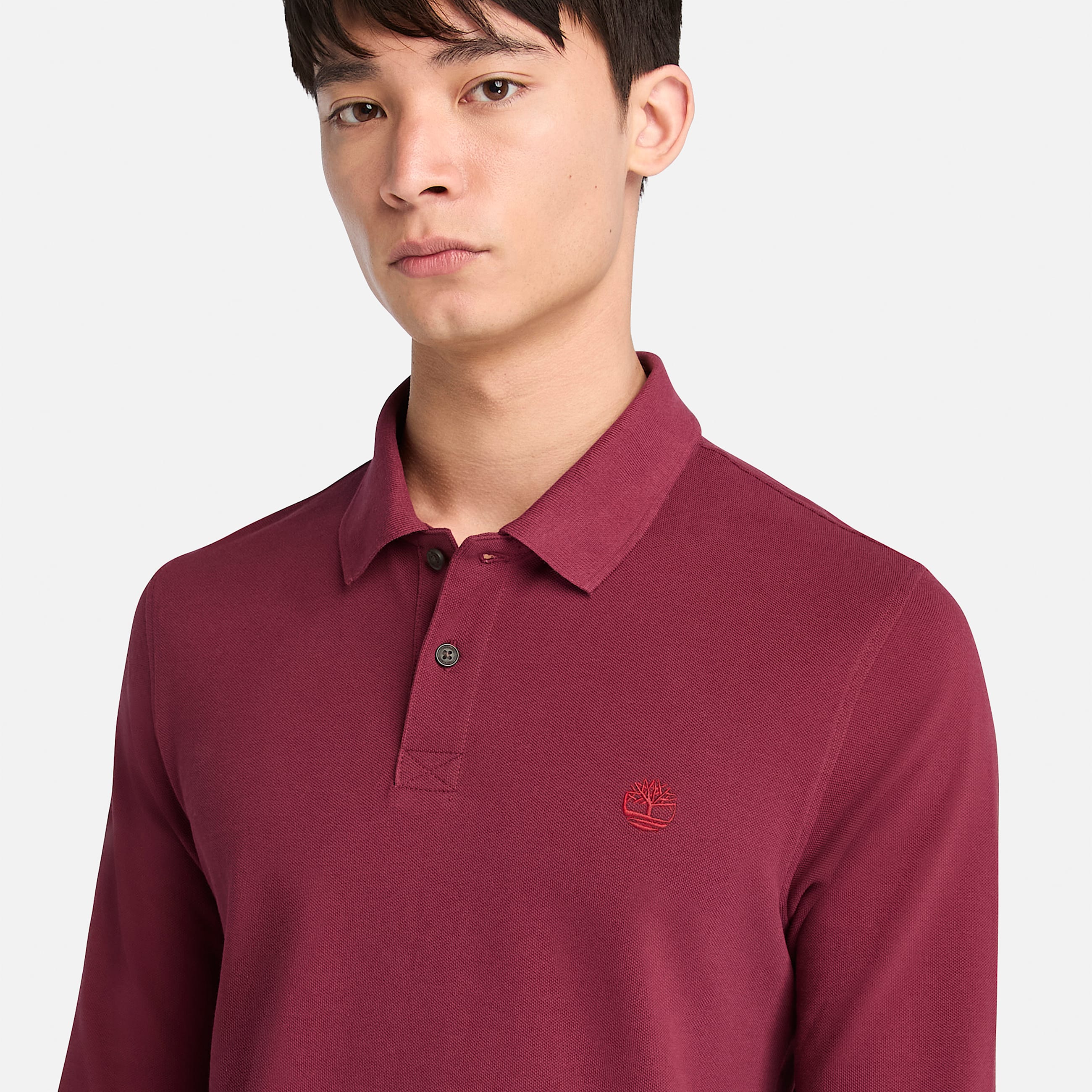 Polo em Piqu de Manga Comprida Millers River para Homem em burgundi TBL burgundi ALT3