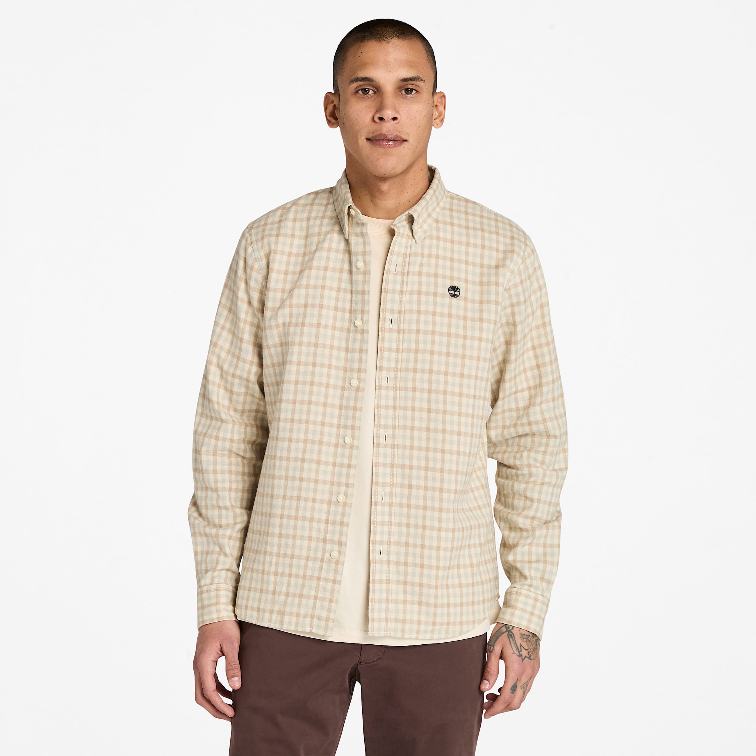 Solucell Air Gingham Shirt for Men in Beige TBL Beige ALT1