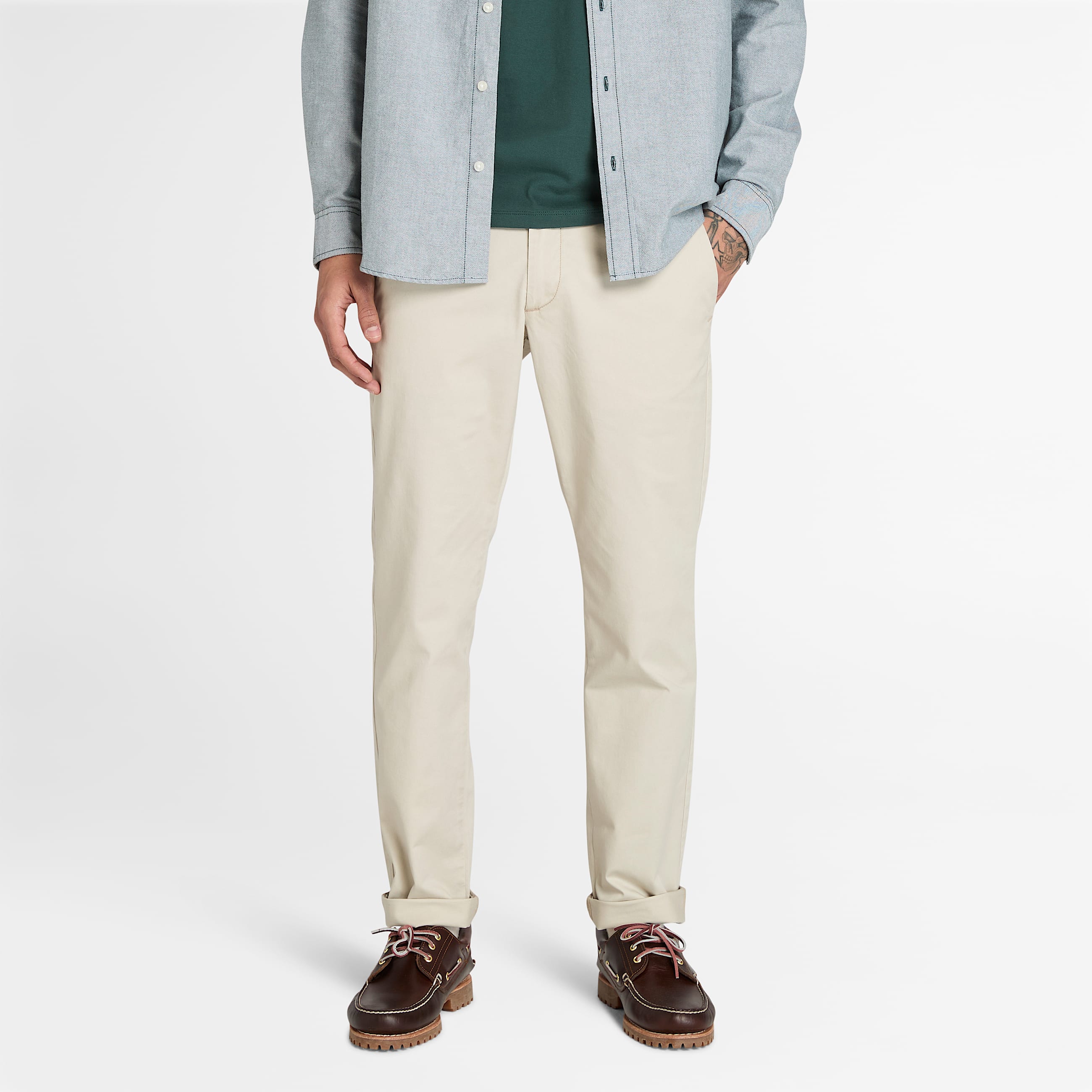 Calas Chino em Sarja Justas Claremont para Homem em cinzento TBL cinzento ALT1