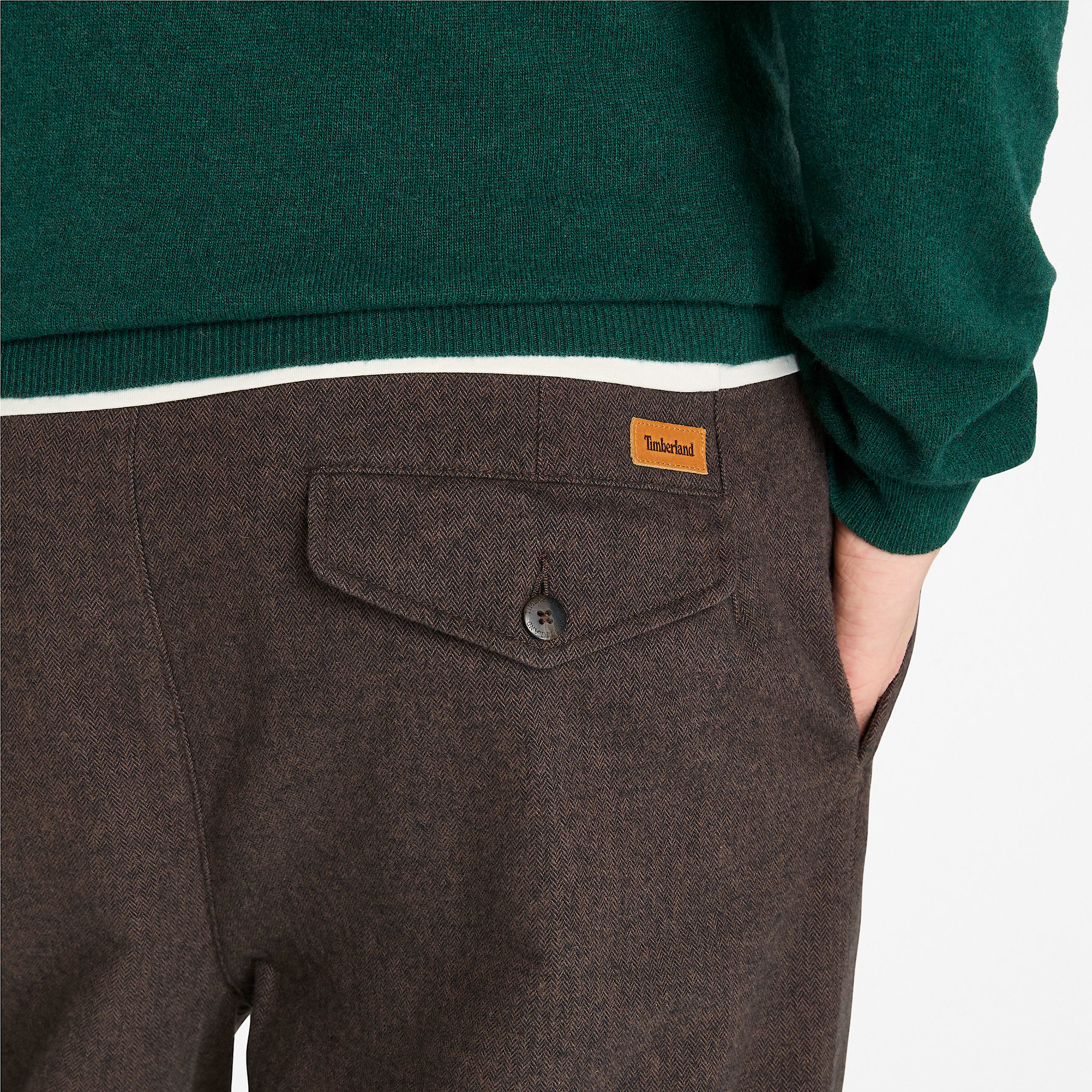 Calas Chino com Pregas e Padro em Espinha Claremont para Homem em castanho TBL castanho ALT3