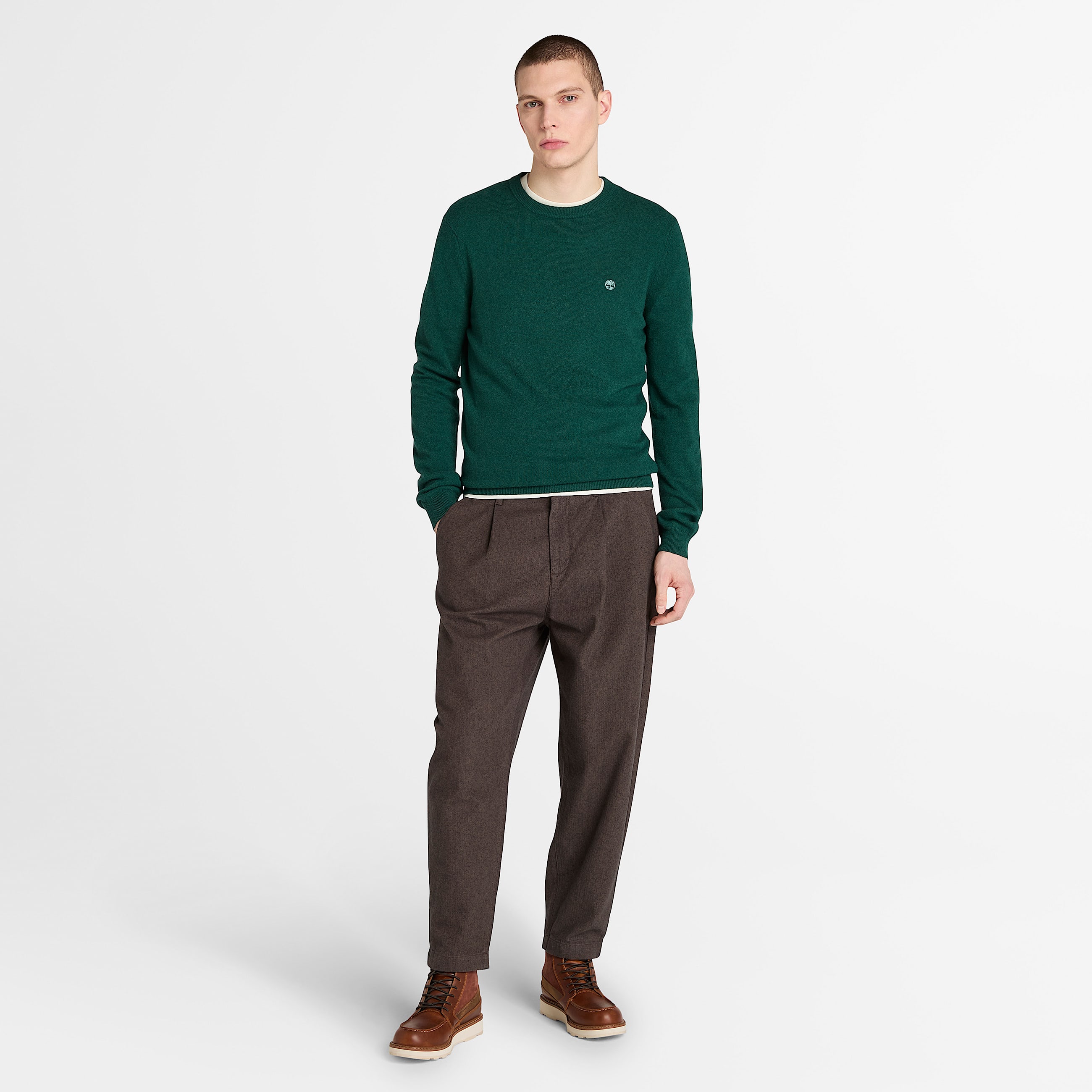 Calas Chino com Pregas e Padro em Espinha Claremont para Homem em castanho TBL castanho ALT2