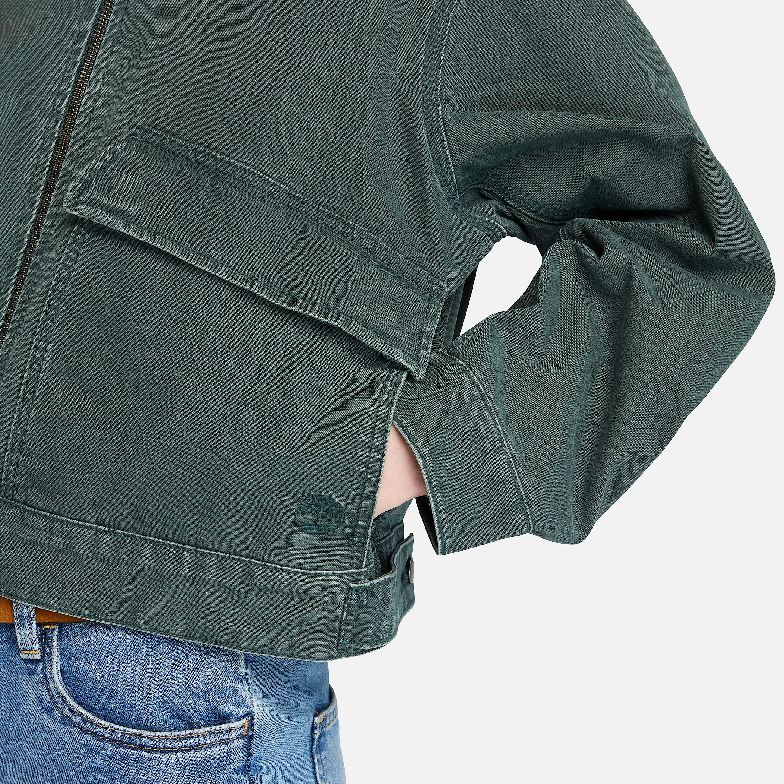 Casaco em Lona Strafford Washed para Mulher em verdeescuro TBL verde ALT4