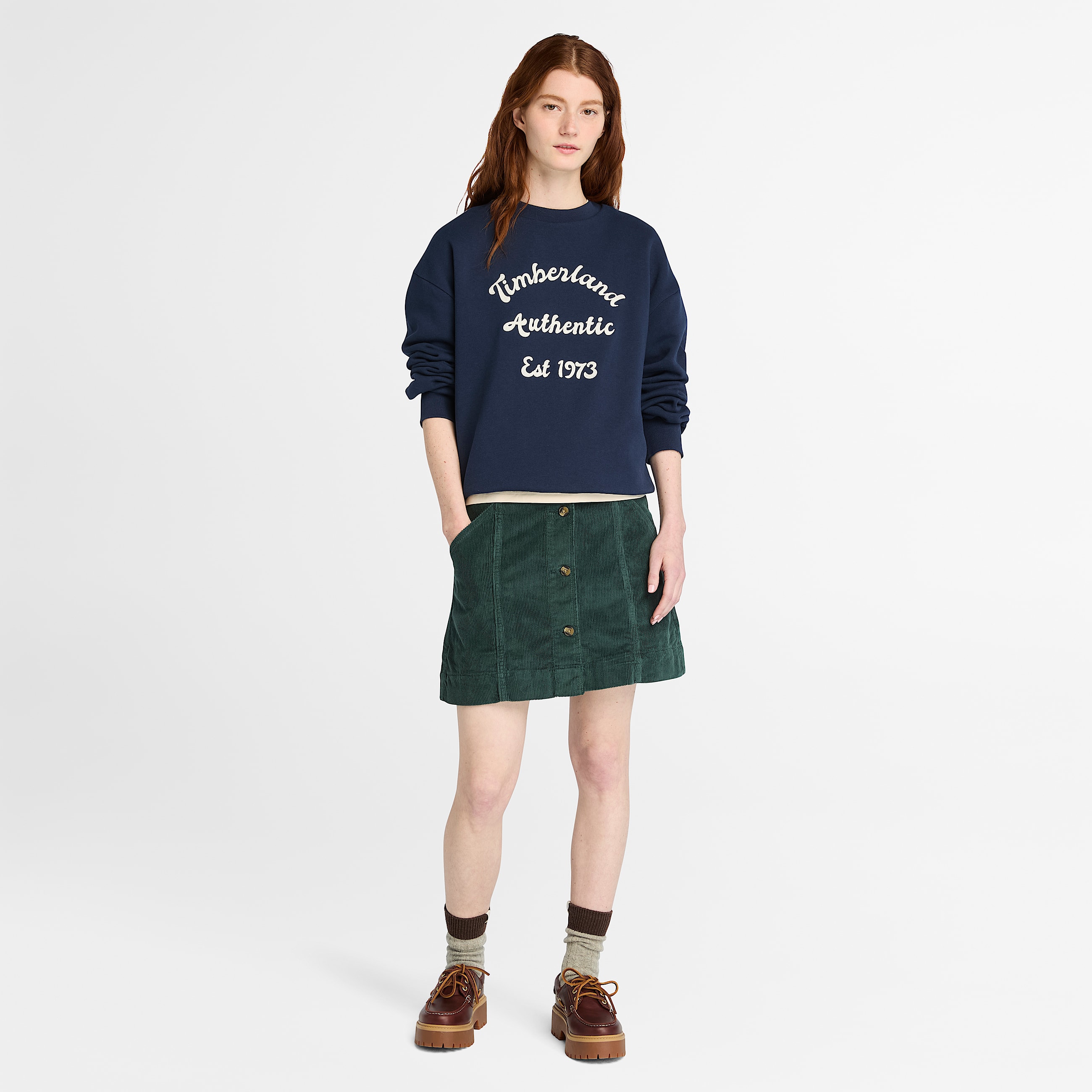 Brushed Back Crewneck Sweatshirt for Women in Dark Blue TBL Blue ALT2