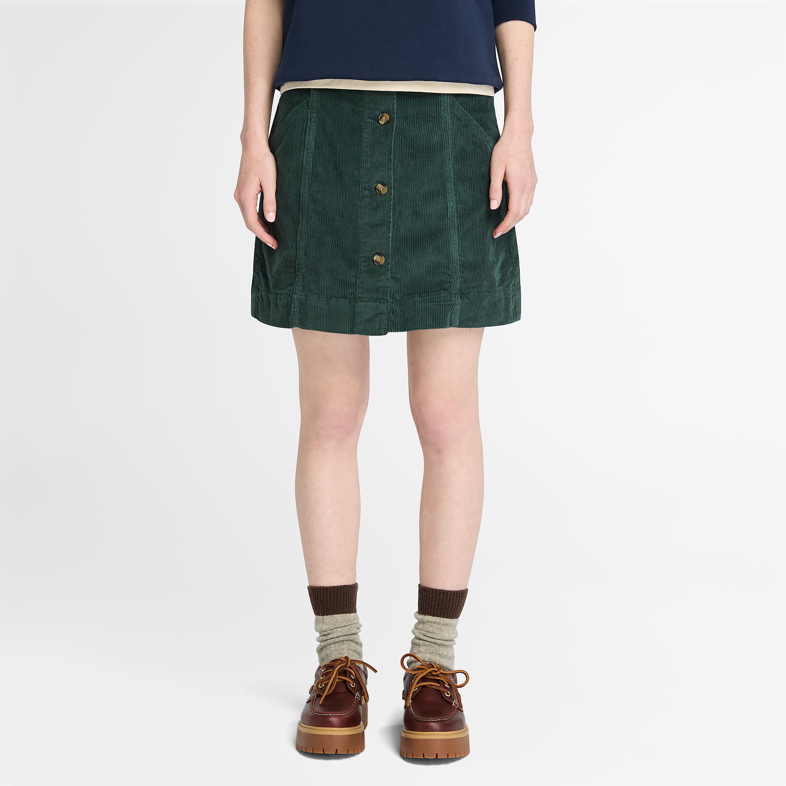Washed Corduroy Skirt for Women in Dark Green TBL Green ALT1