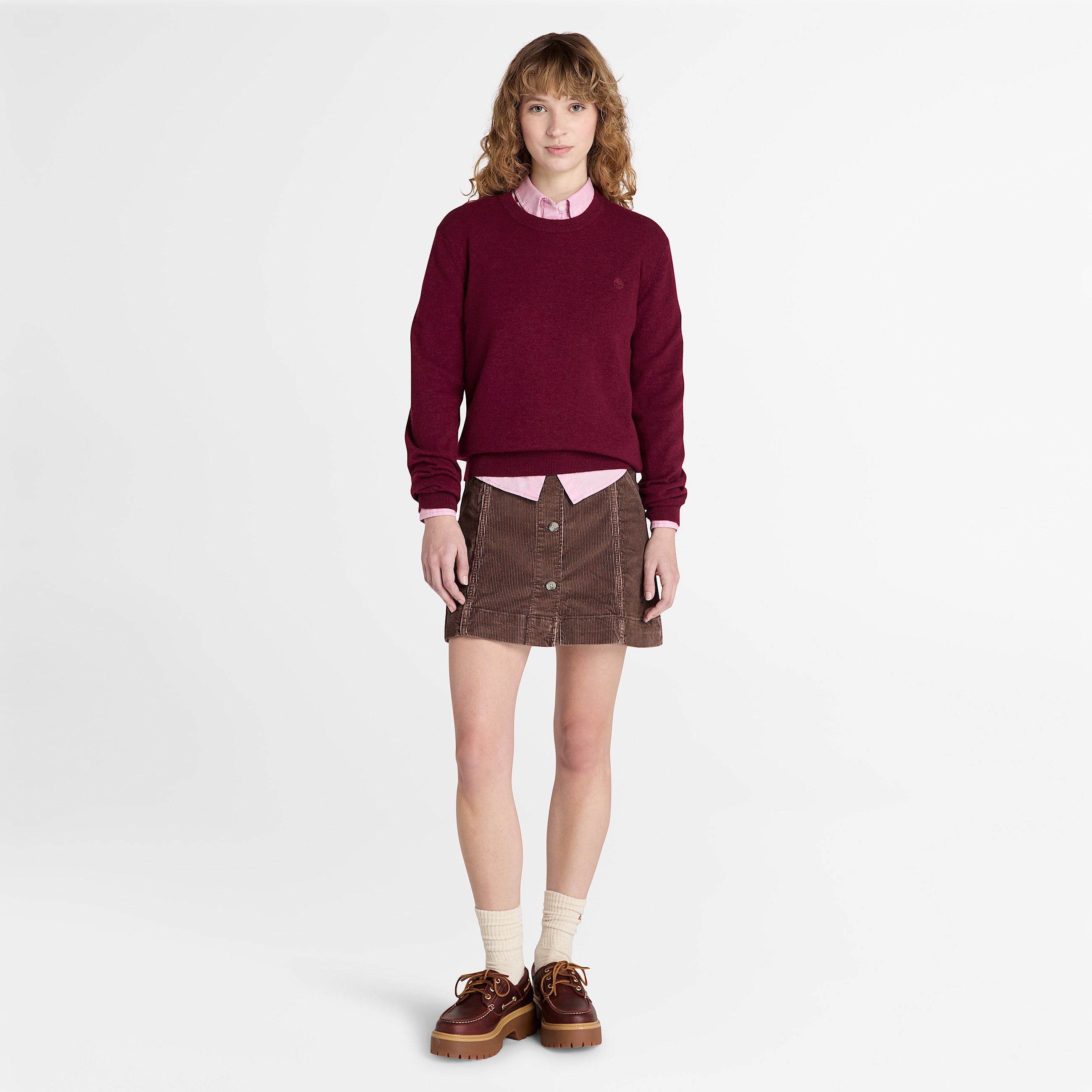 Merino Crewneck Jumper for Women in Burgundy TBL Burgundy ALT2