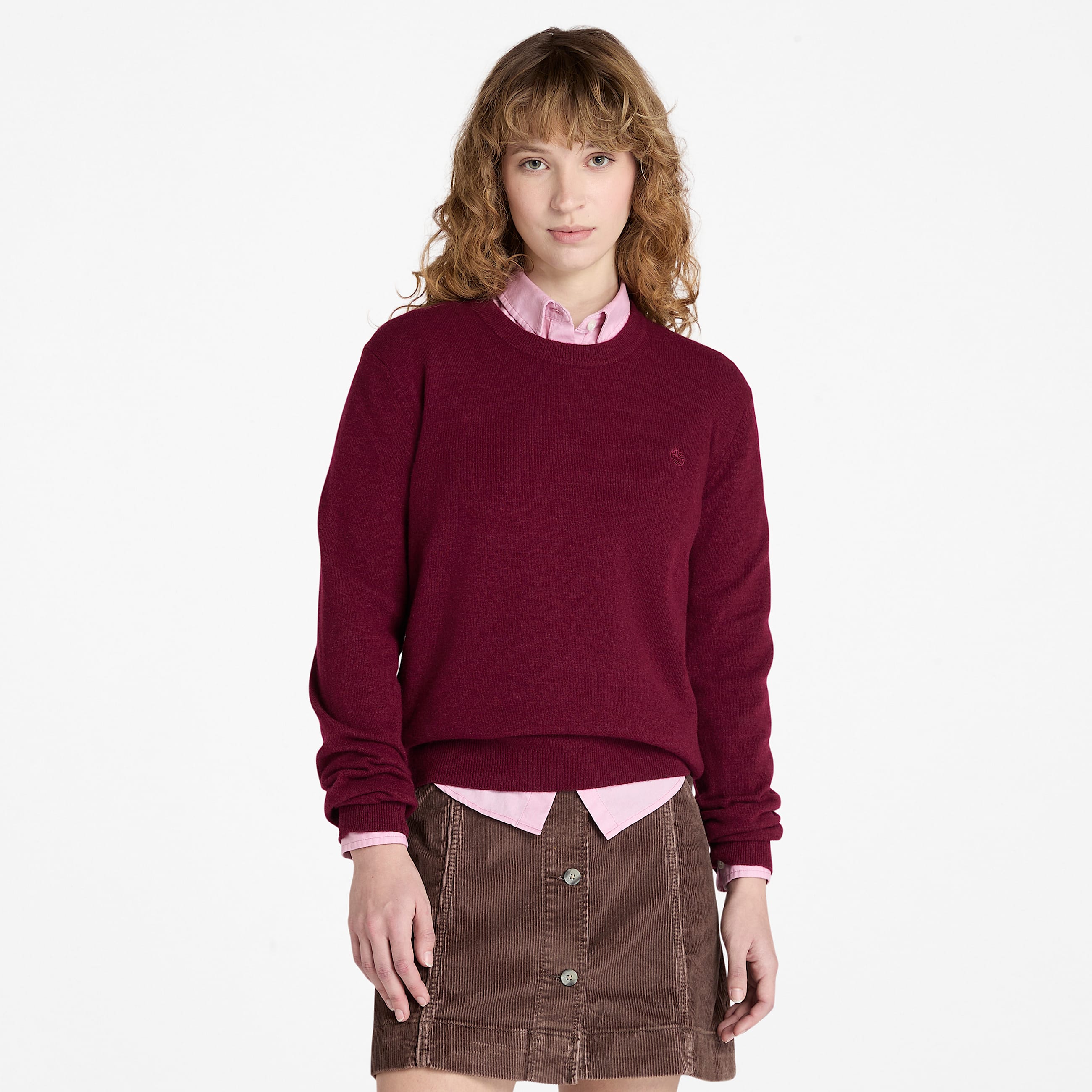 Merino Crewneck Jumper for Women in Burgundy TBL Burgundy ALT1