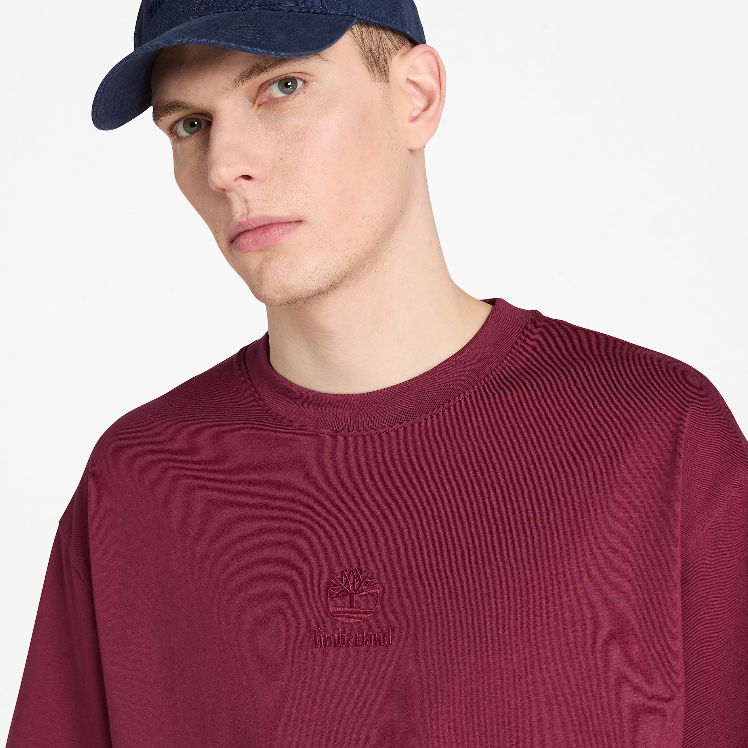 Hampton Tonal Stack Logo TShirt for Men in Burgundy TBL Burgundy ALT3
